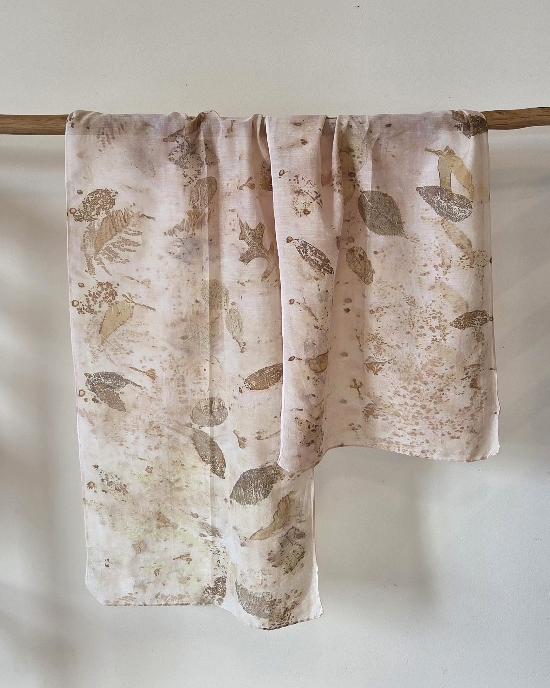 The  Coral - Cotton/Silk Blend Ecoprint Scarf/Wrap