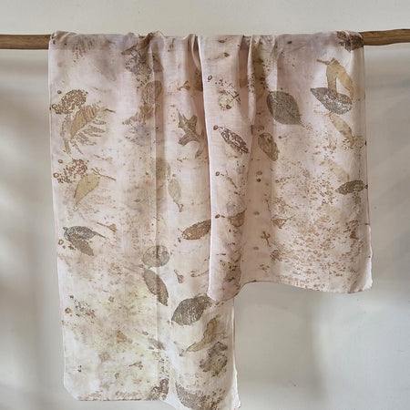 The  Coral - Cotton/Silk Blend Ecoprint Scarf/Wrap