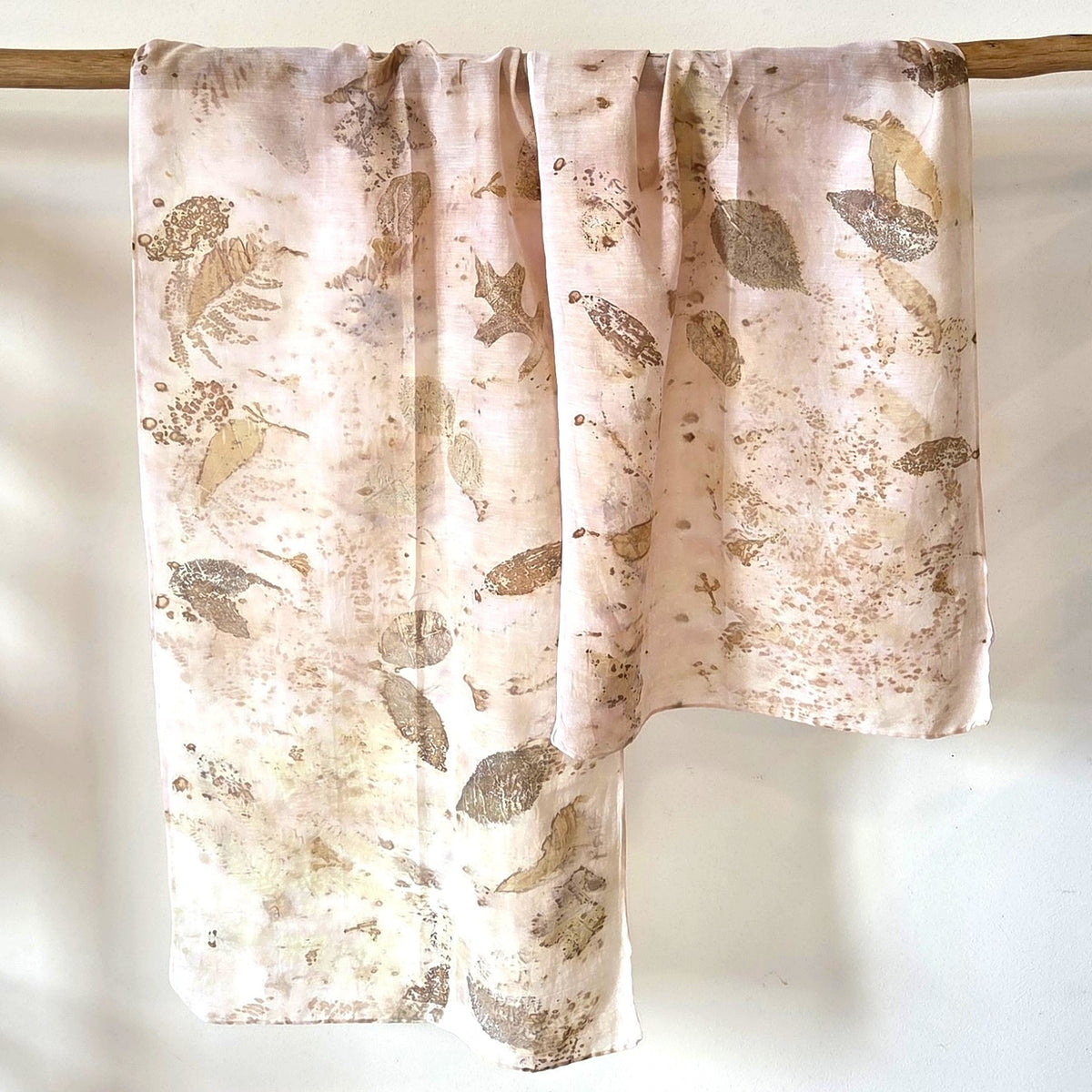 Cotton/Silk Blend - Botanical Print Scarf/Wrap - The Coral