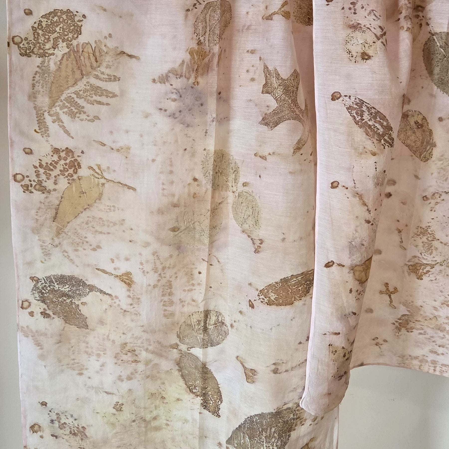 The  Coral - Cotton/Silk Blend Ecoprint Scarf/Wrap