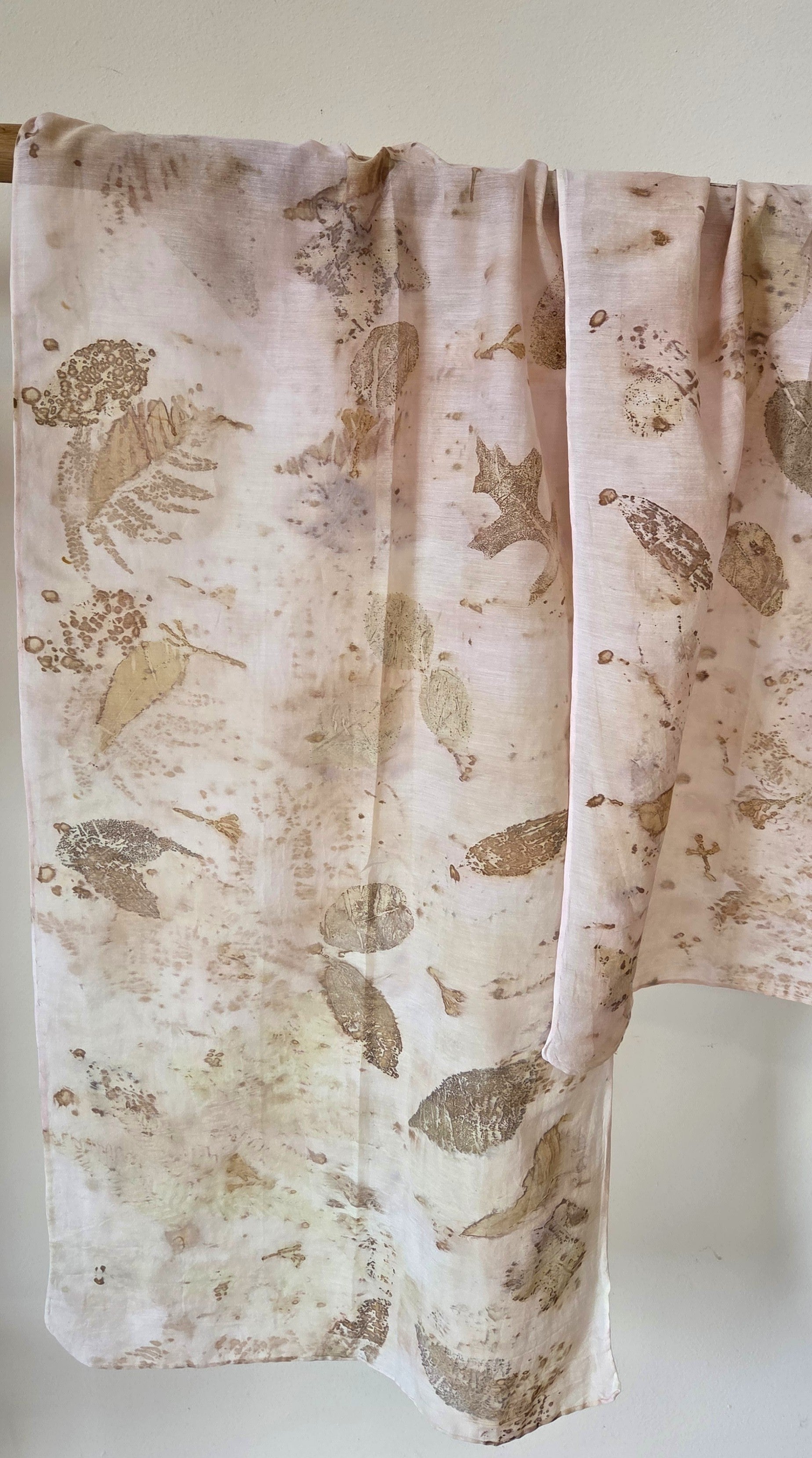 The  Coral - Cotton/Silk Blend Ecoprint Scarf/Wrap