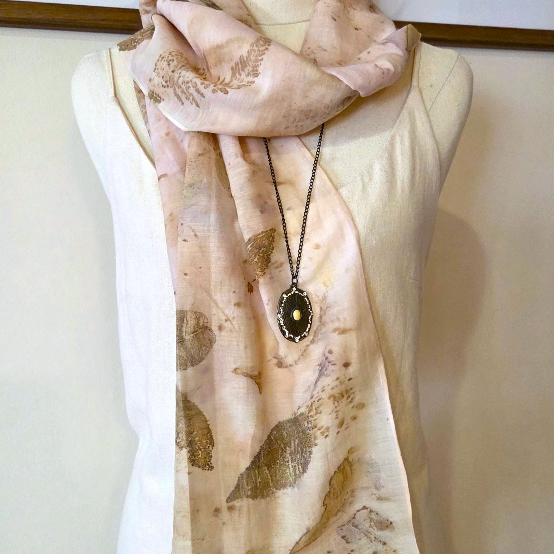 The  Coral - Cotton/Silk Blend Ecoprint Scarf/Wrap