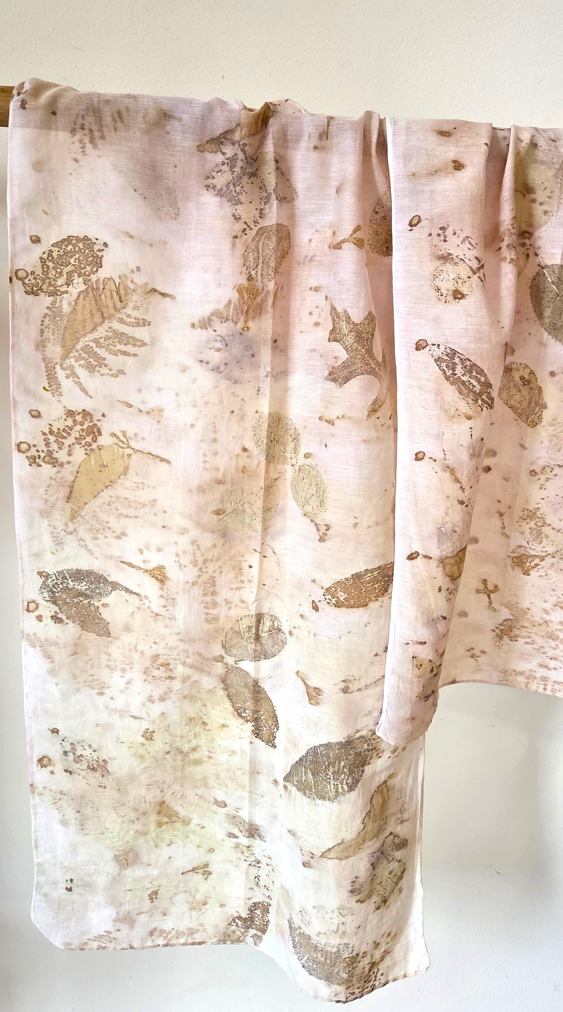 The  Coral - Cotton/Silk Blend Ecoprint Scarf/Wrap