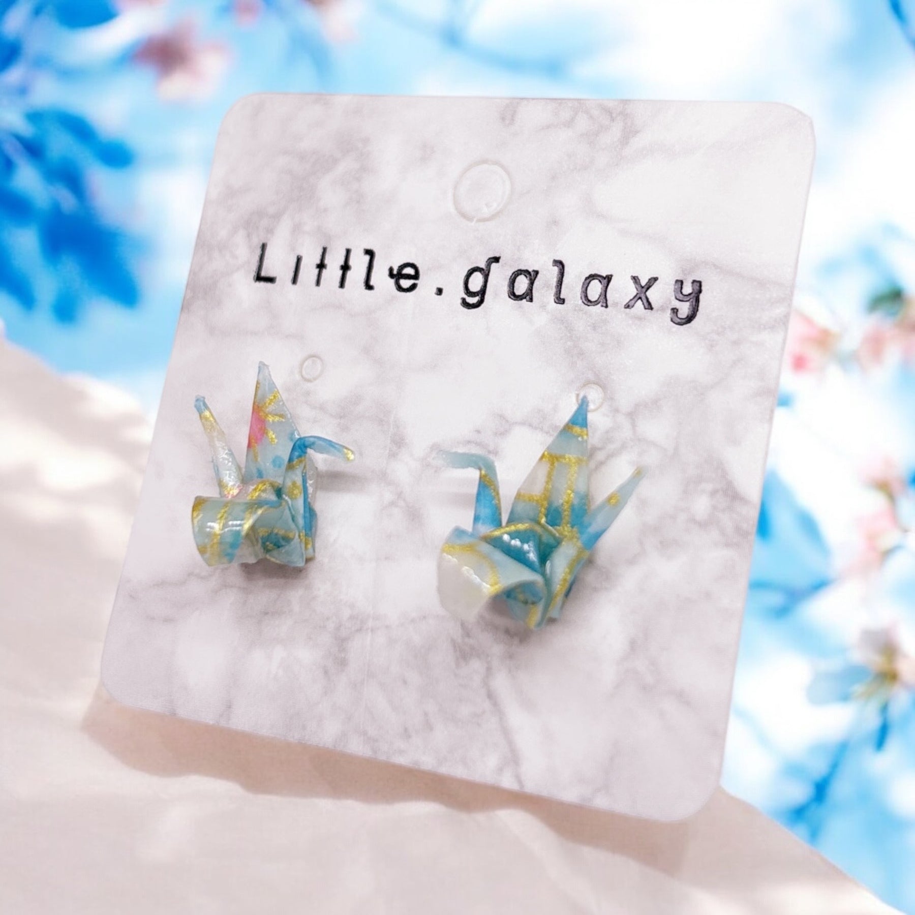 Handmade paper origami mini crane earrings stud