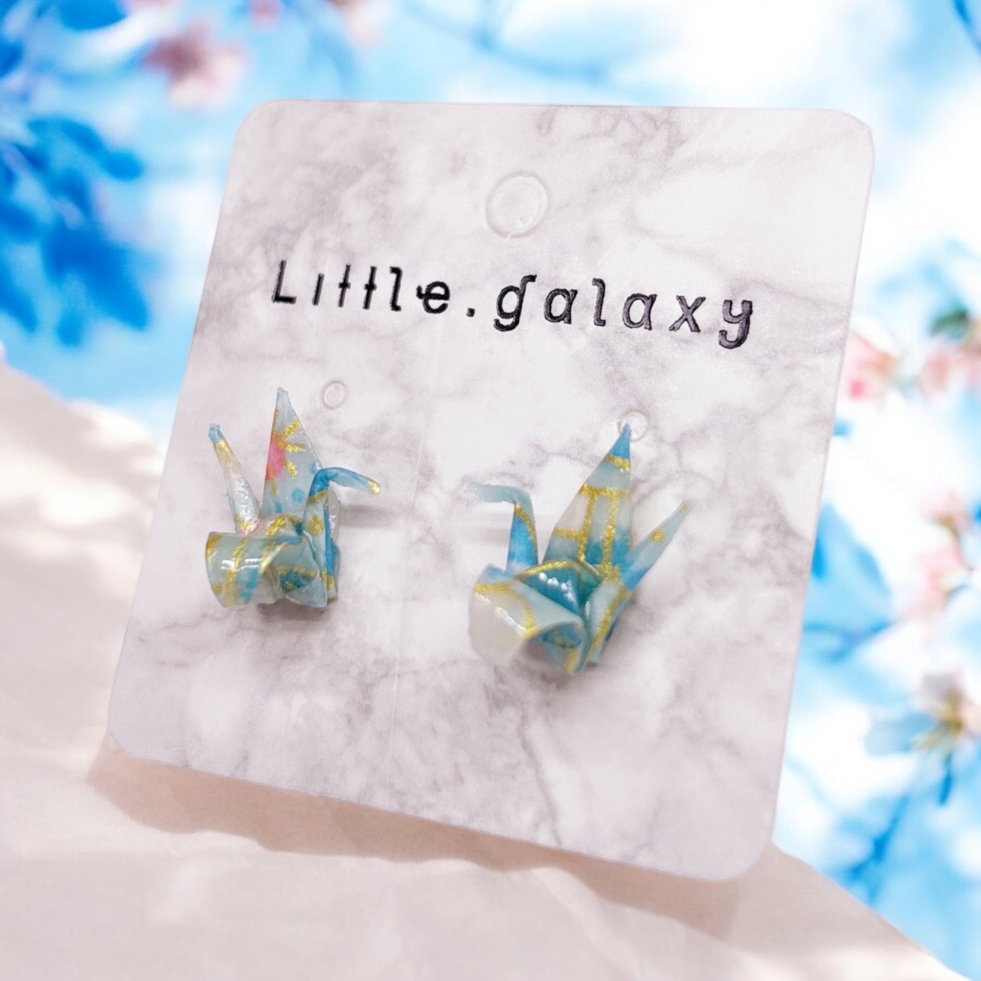 Handmade paper origami mini crane earrings stud
