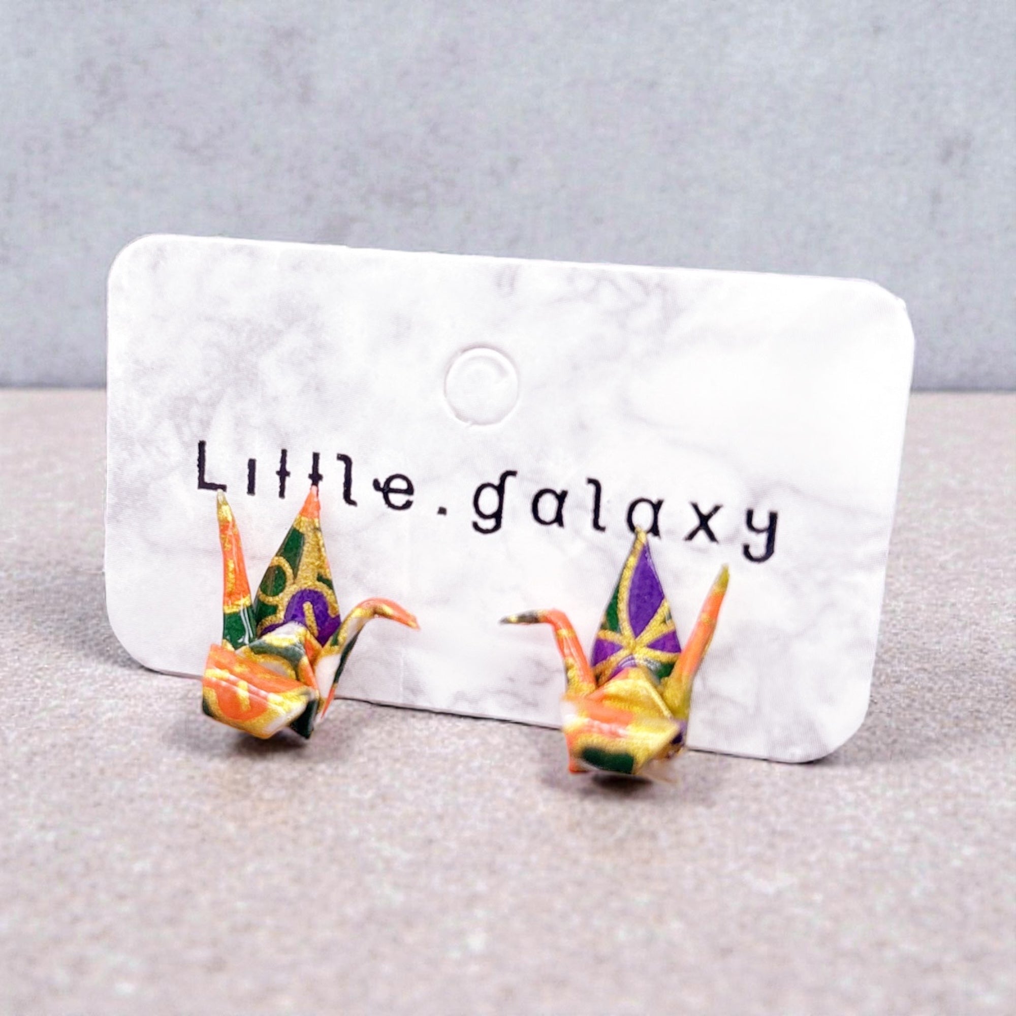 Handmade paper origami mini crane earrings stud