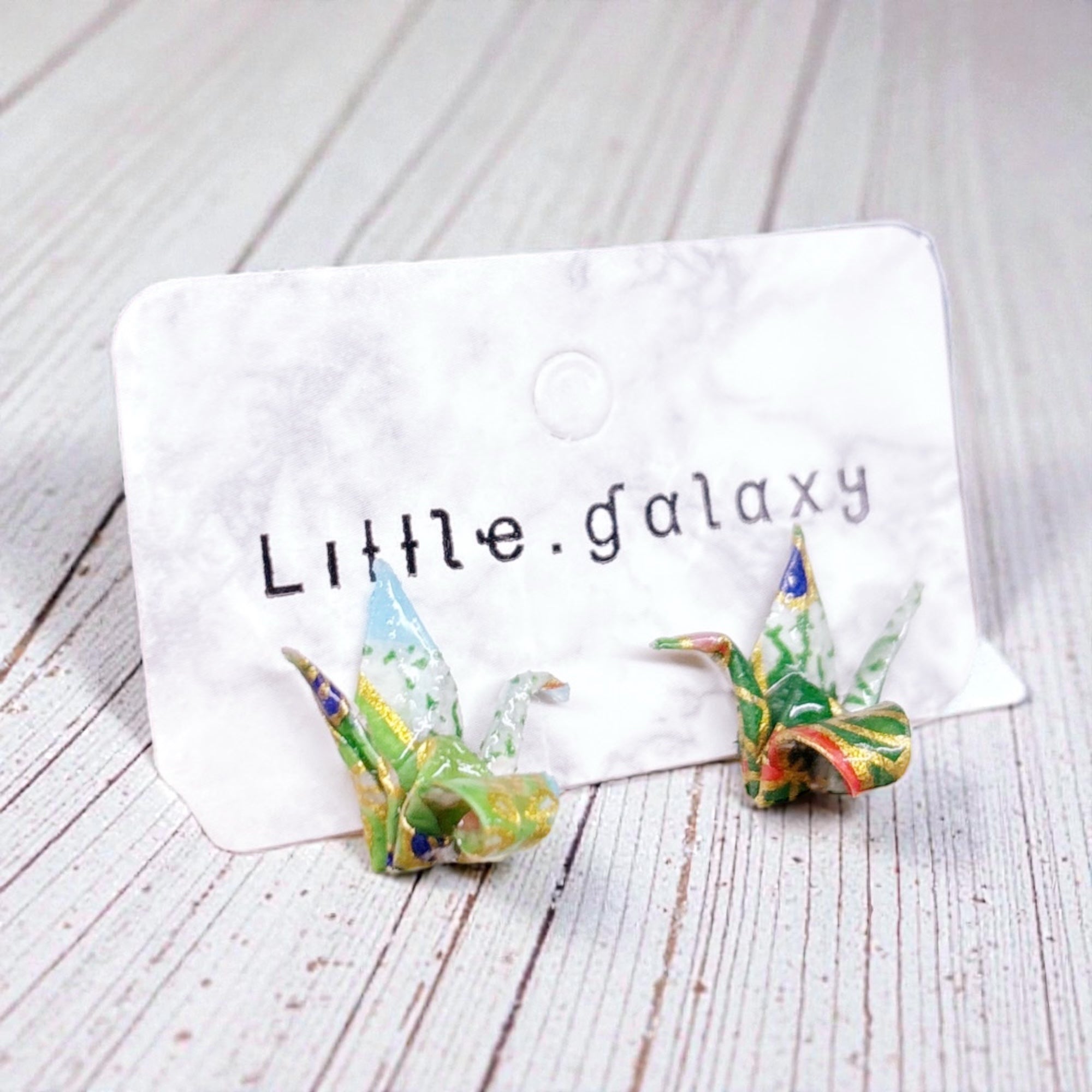 Handmade paper origami mini crane earrings stud