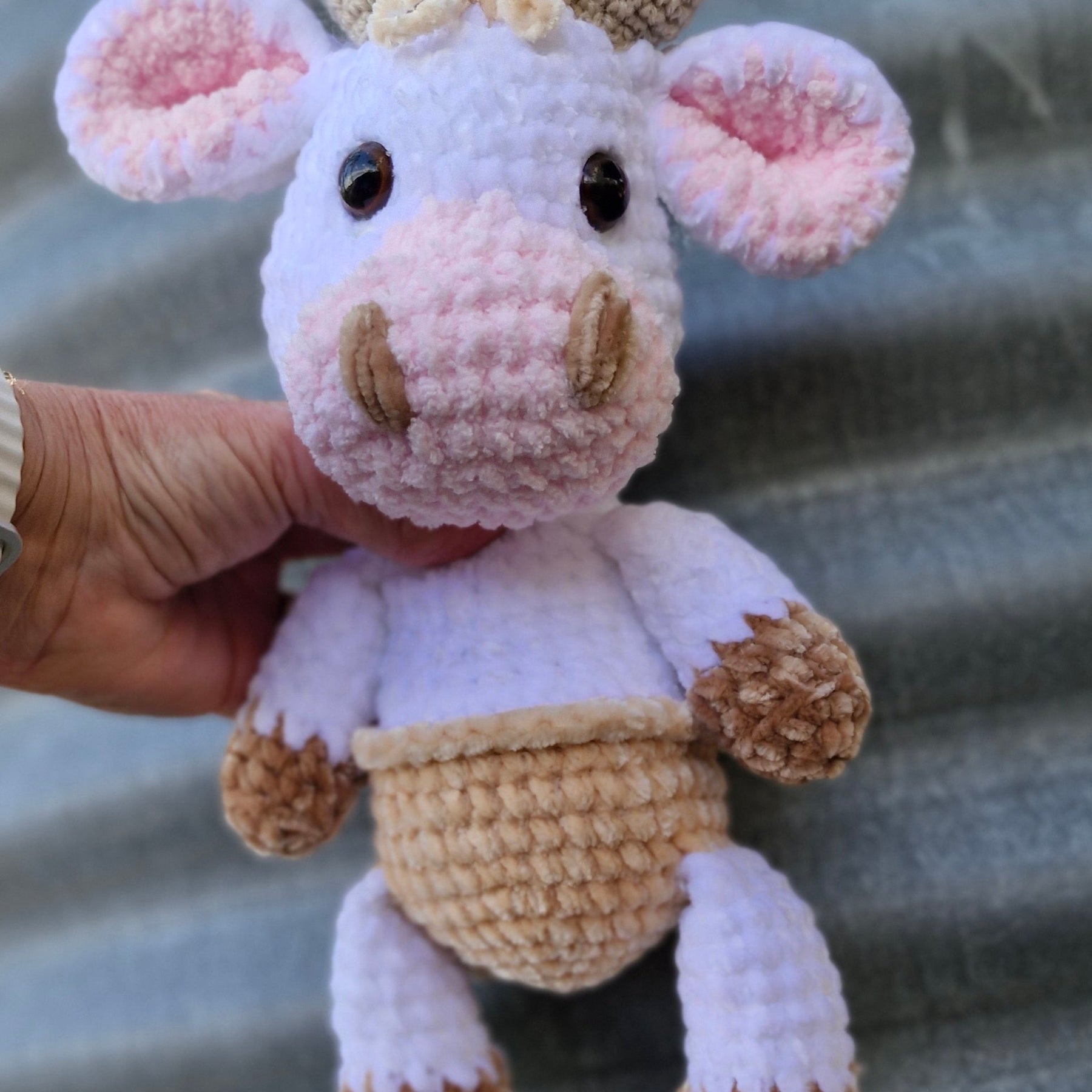 Adorable Crochet White BABY HIGHLAND COW BULL