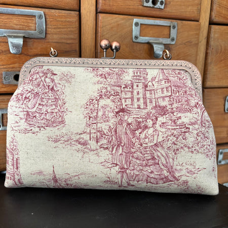 Kiss Lock Handbag - Toile de Jouy