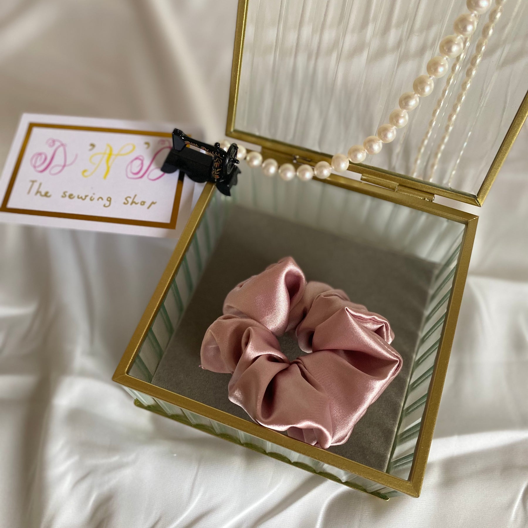 Handmade Satin Scrunchies – Elegant Neutral & Classic Colours Set of 4