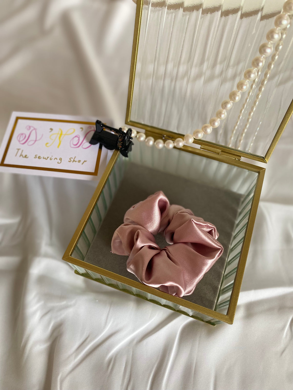 Handmade Satin Scrunchies – Elegant Neutral & Classic Colours Set of 4