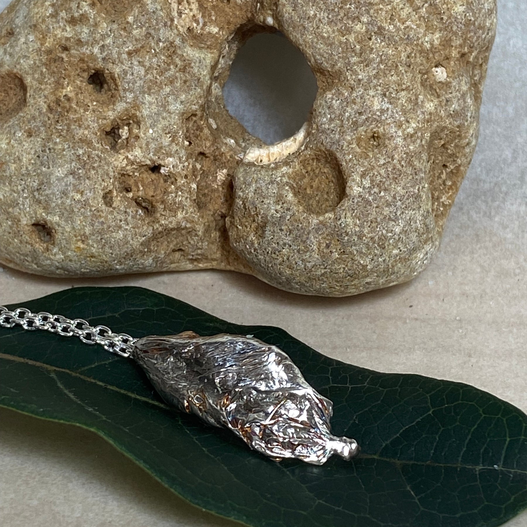 Flow Pendant – Organic Sand Cast Sterling Silver