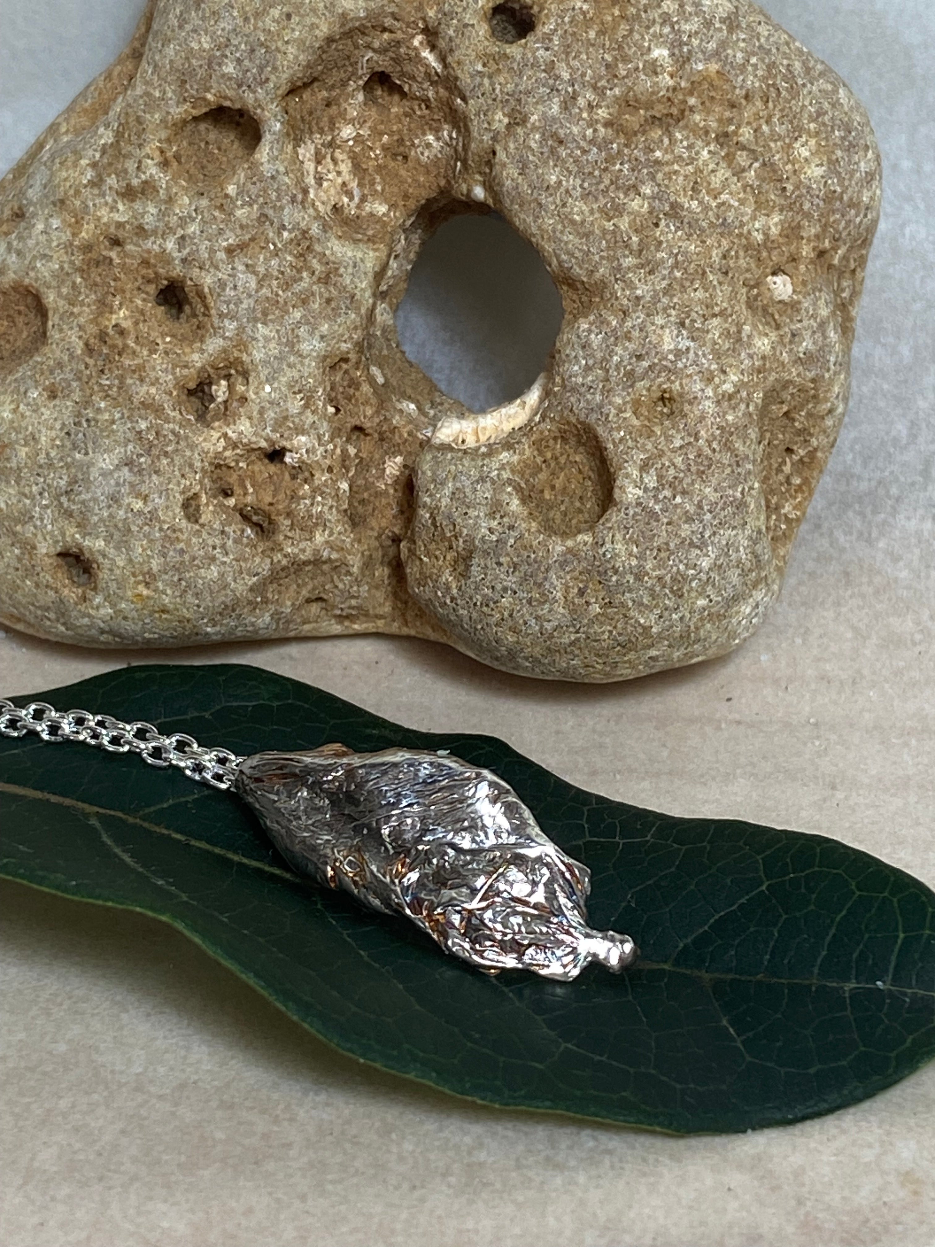 Flow Pendant – Organic Sand Cast Sterling Silver