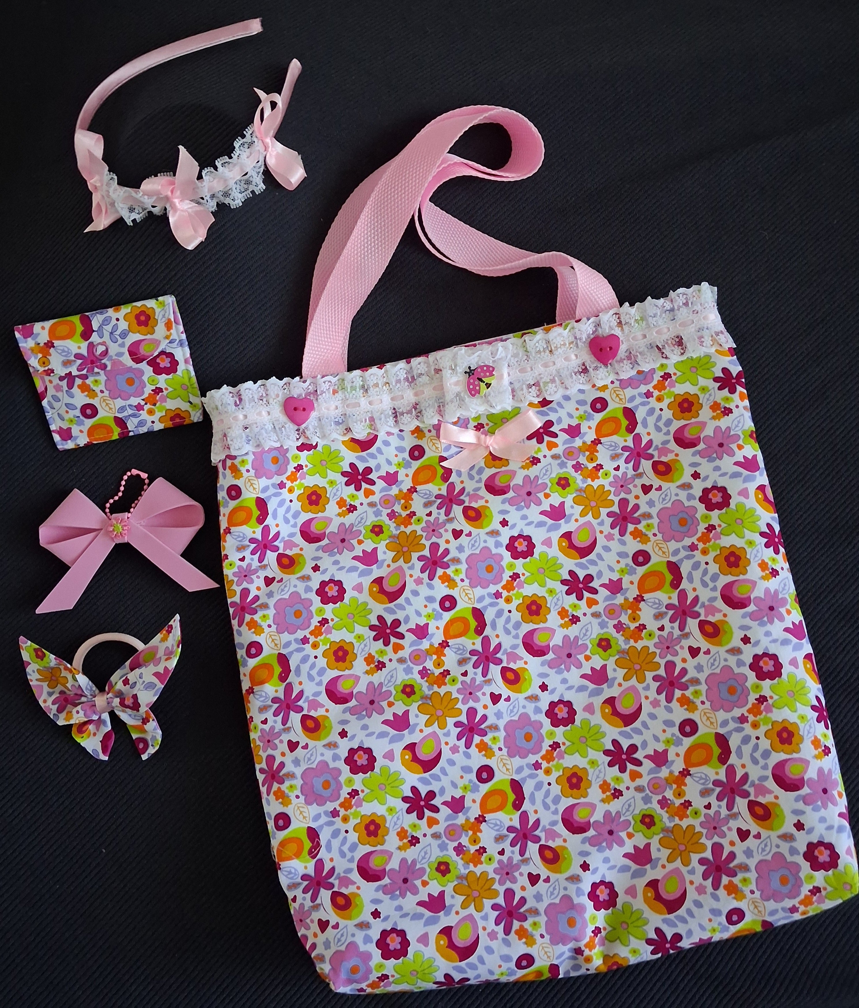 Children's Tote Bag, Purse, Bag Charm and Hair Accessories