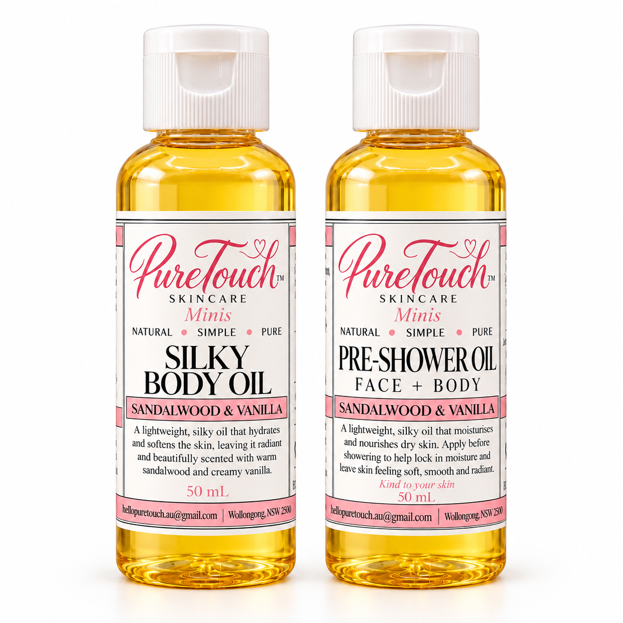 PureTouch Mini Oil Duo – Sandalwood & Vanilla | 2 × 50ml Skincare Gift Set
