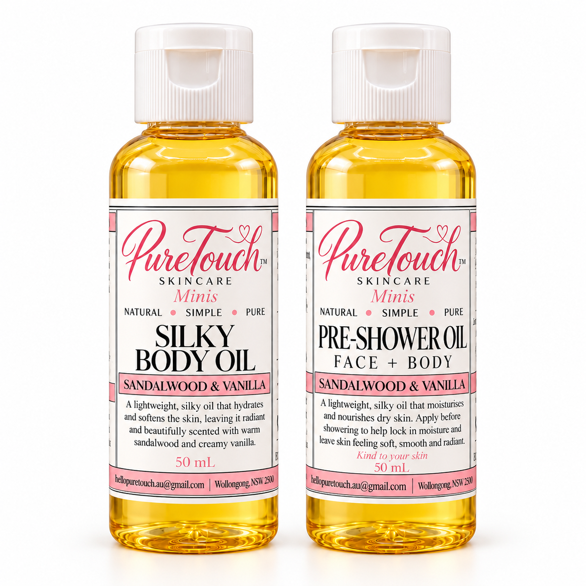 PureTouch Mini Oil Duo – Sandalwood & Vanilla | 2 × 50ml Skincare Gift Set
