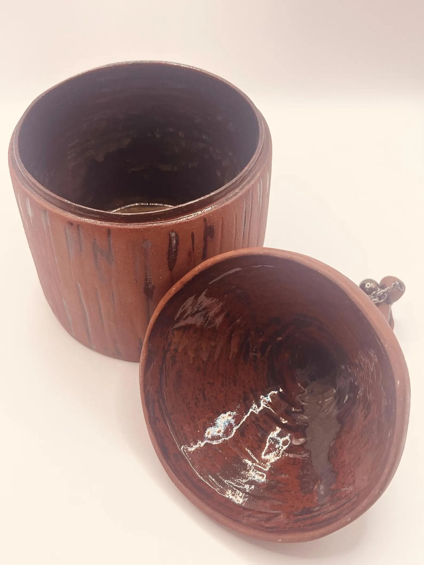 Handmade Red Earth Clay Jar with Lid