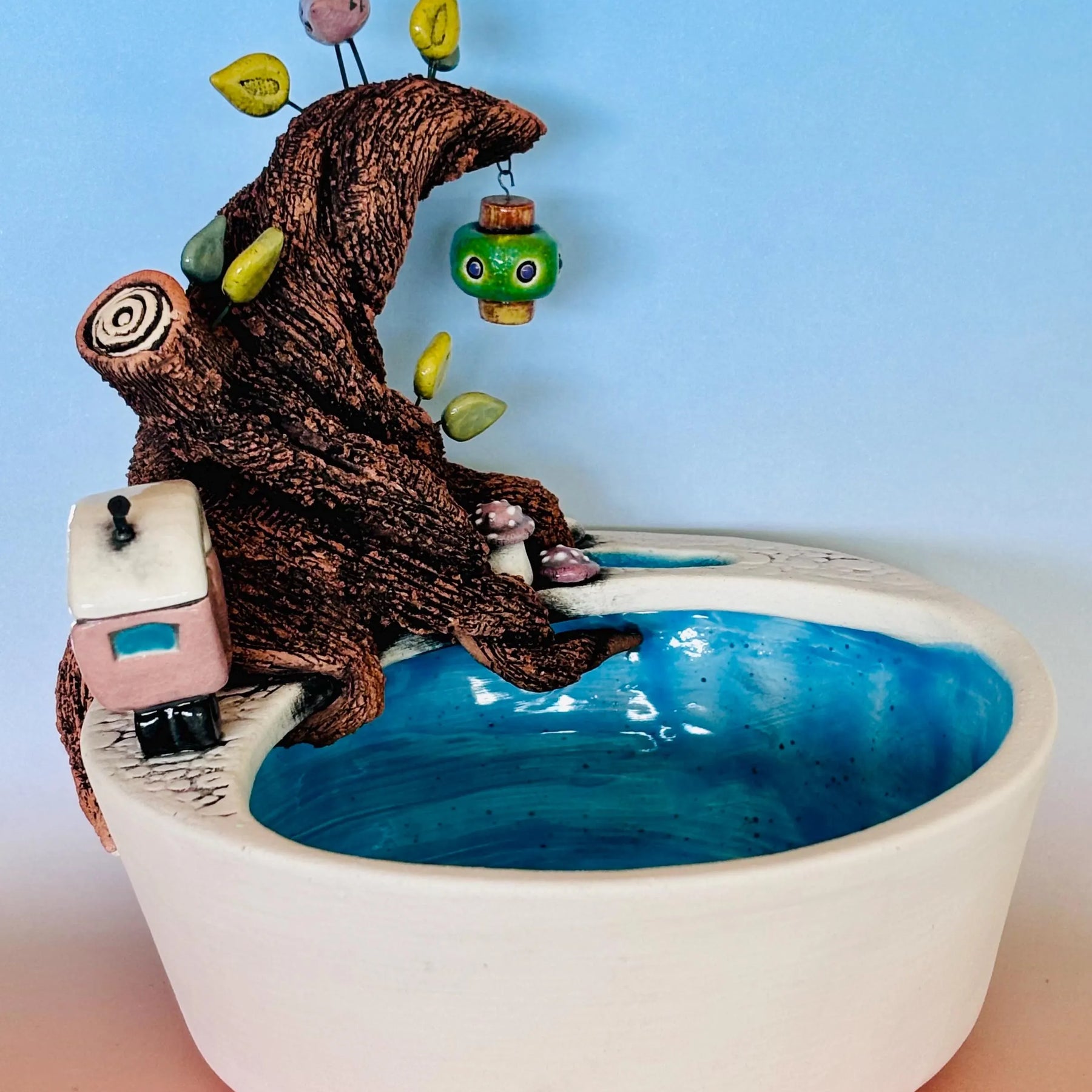 Handmade Earthenware Nature Scene Planter with a Tasmanian Devil