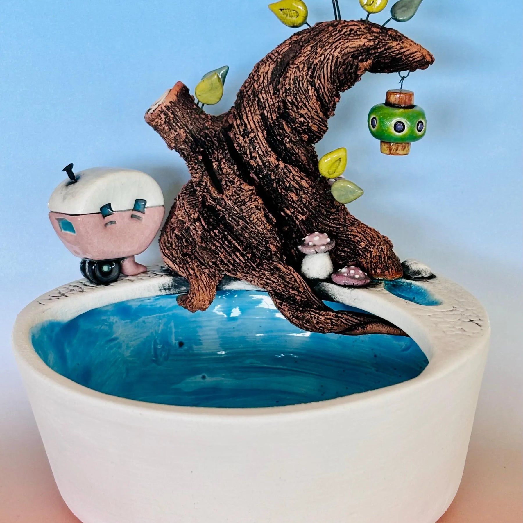 Handmade Earthenware Nature Scene Planter with a Tasmanian Devil
