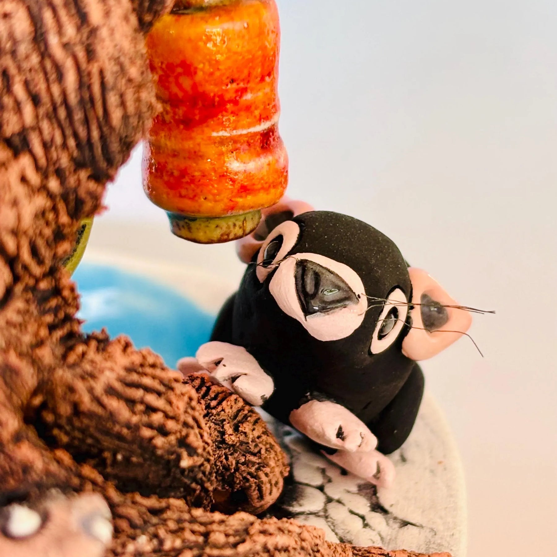 Handmade Earthenware Nature Scene Planter with a Tasmanian Devil