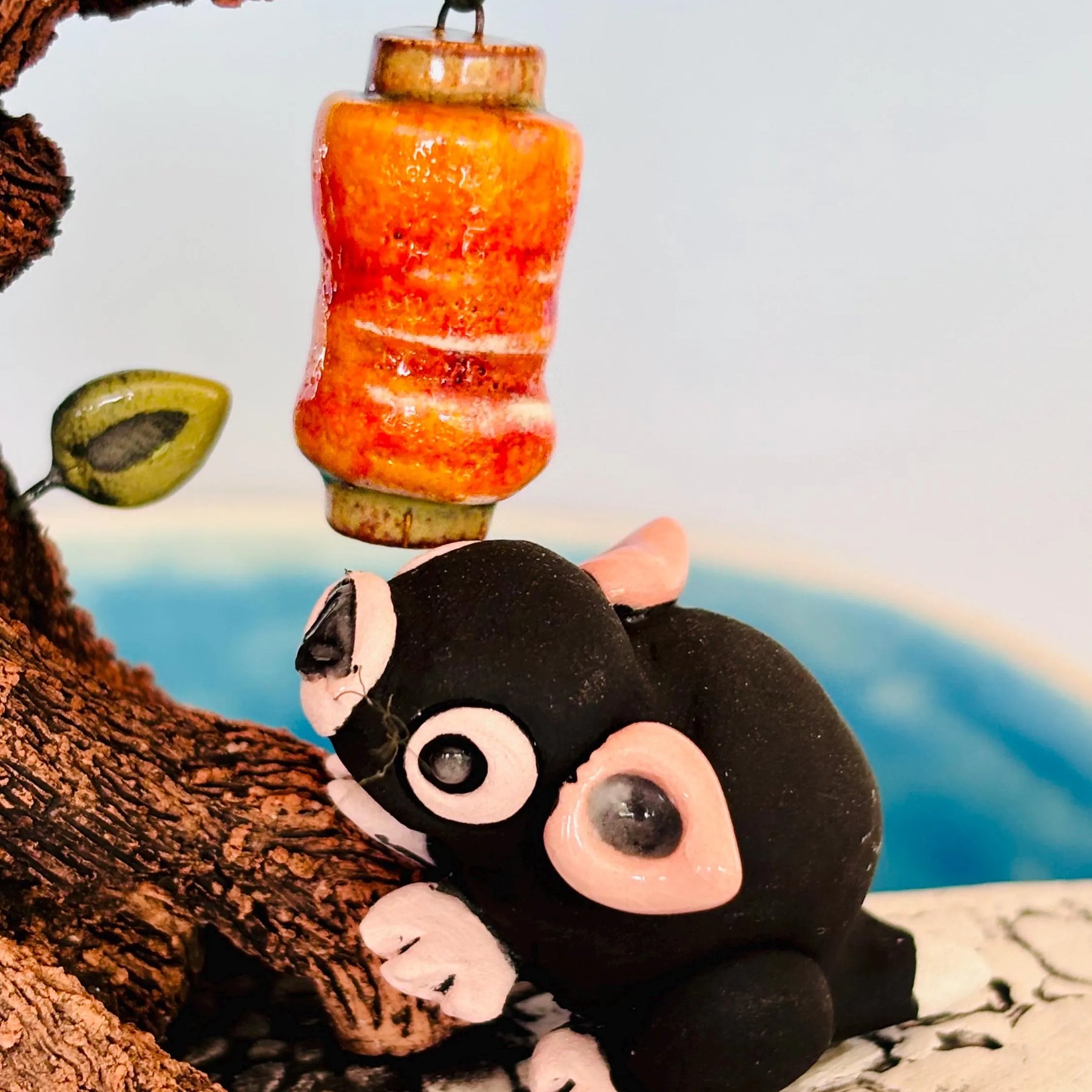 Handmade Earthenware Nature Scene Planter with a Tasmanian Devil