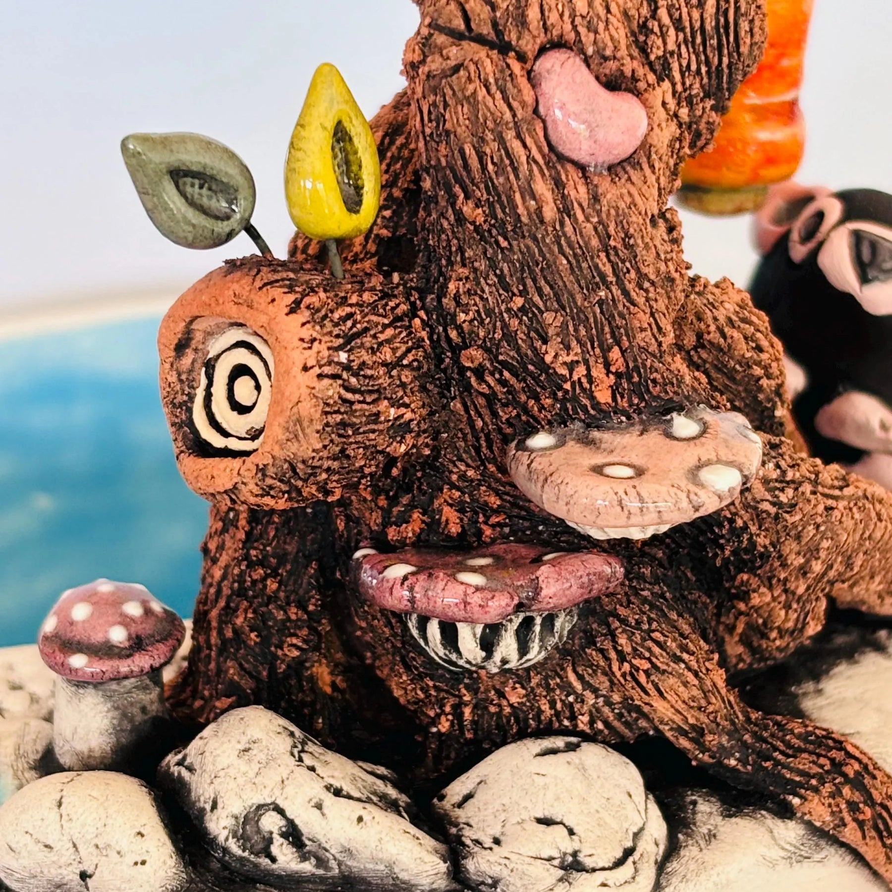 Handmade Earthenware Nature Scene Planter with a Tasmanian Devil