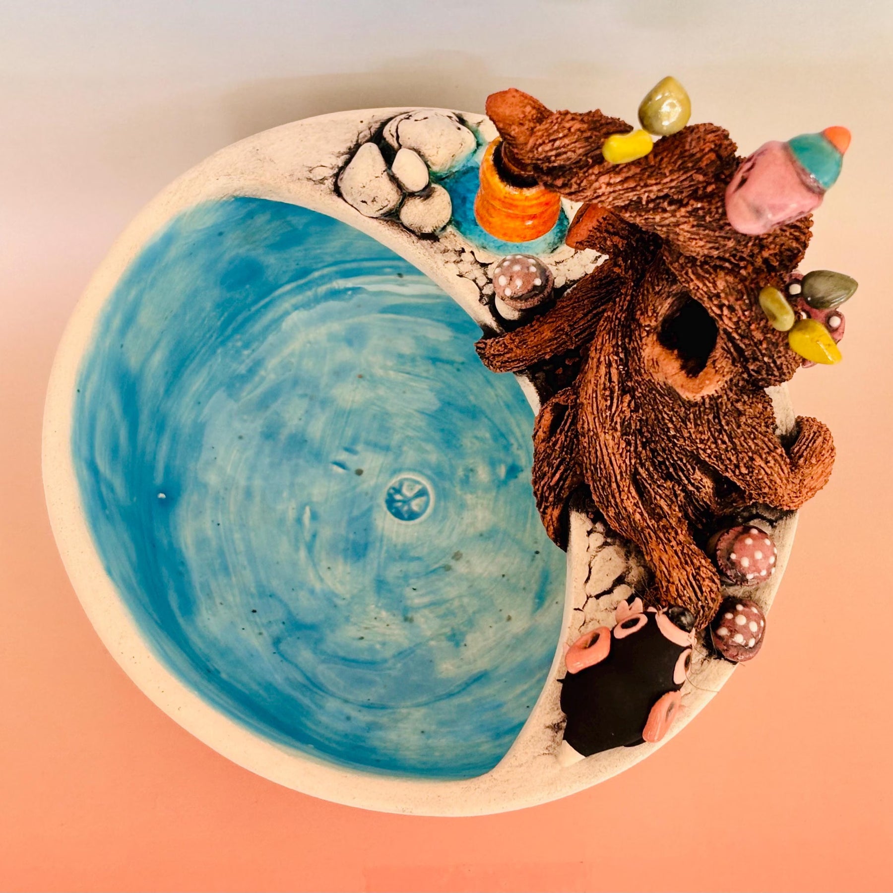 Handmade Earthenware Nature Scene Planter with a Tasmanian Devil