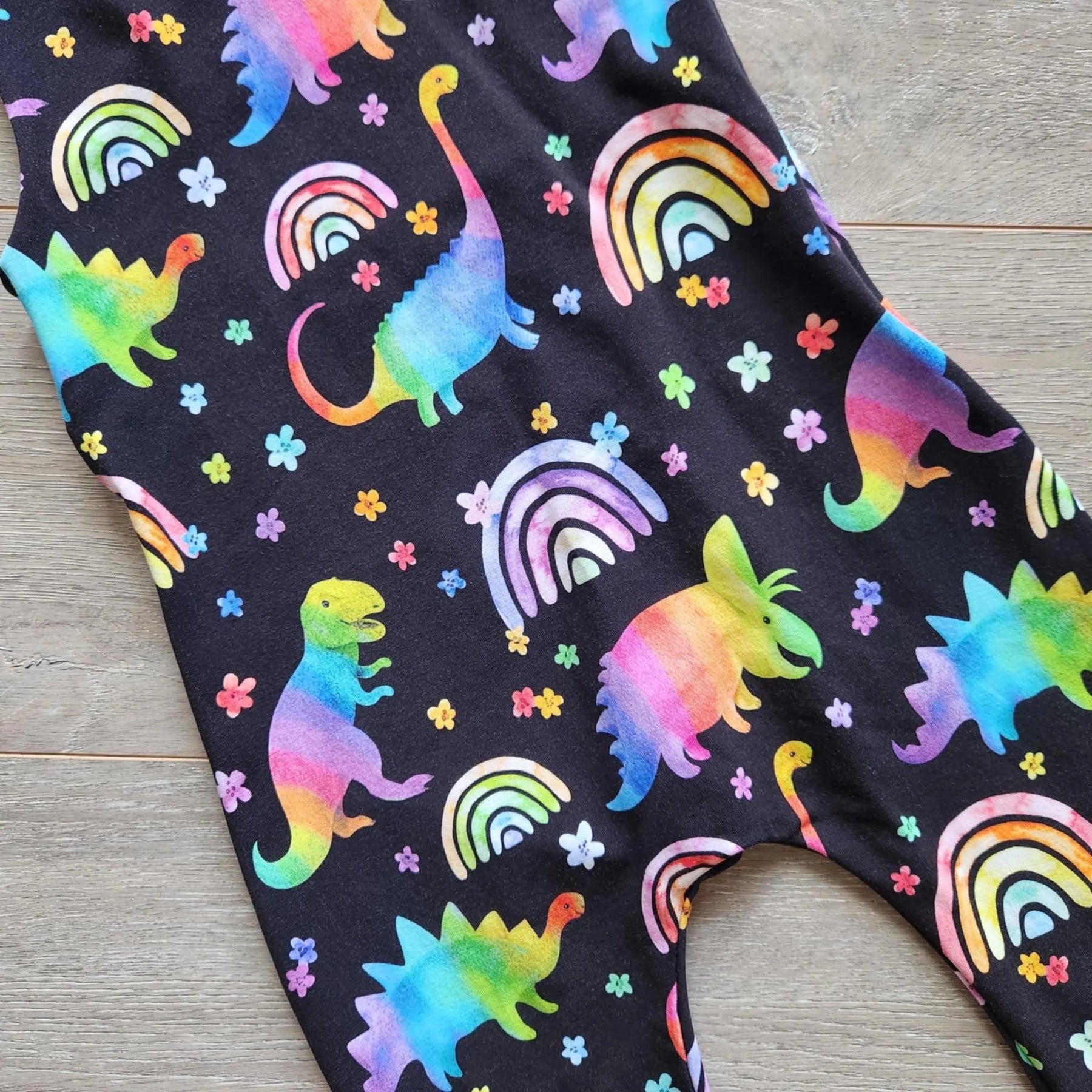 Rainbow Dinosaur stretchy ankle length romper