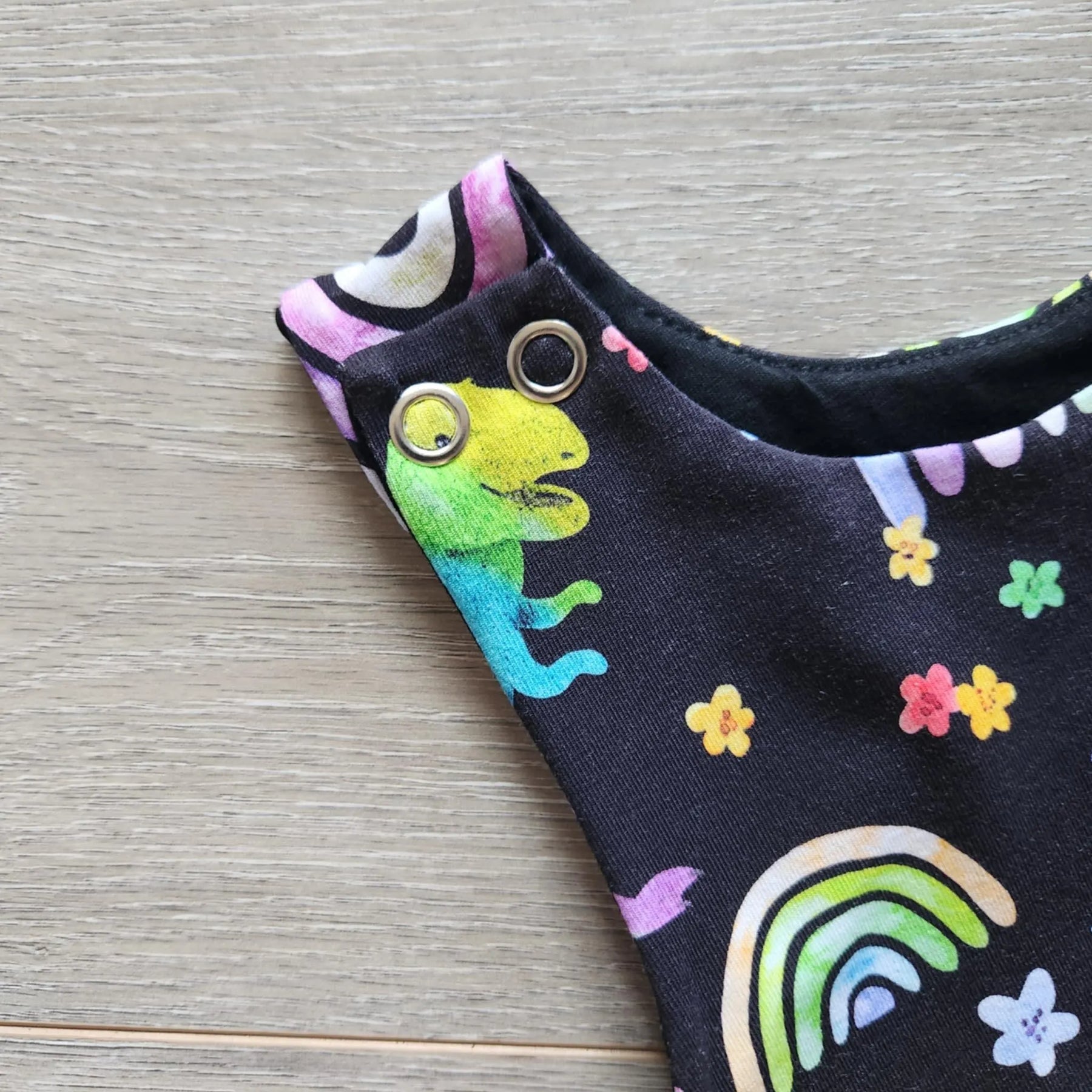 Rainbow Dinosaur stretchy ankle length romper