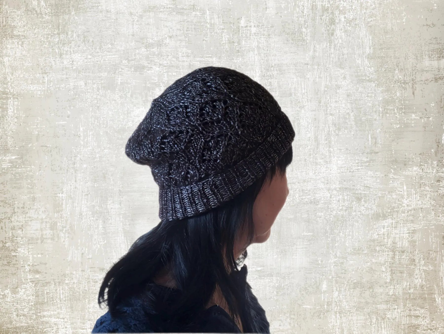 Hand knit Black Beanie Hat