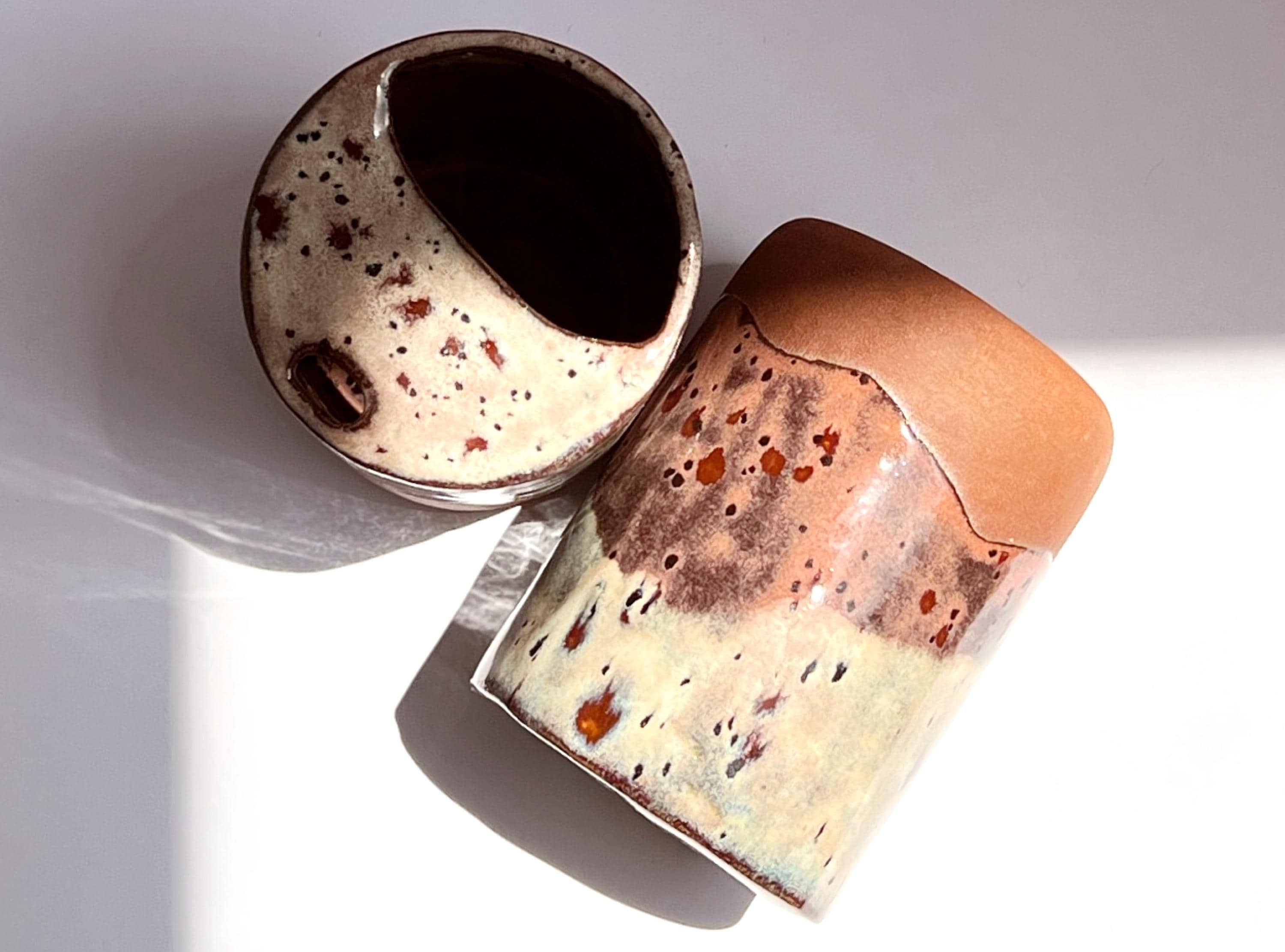 Handmade Stoneware Travel Mug – Dusty Plum Collection, Rustic Pottery Coffee Tumbler