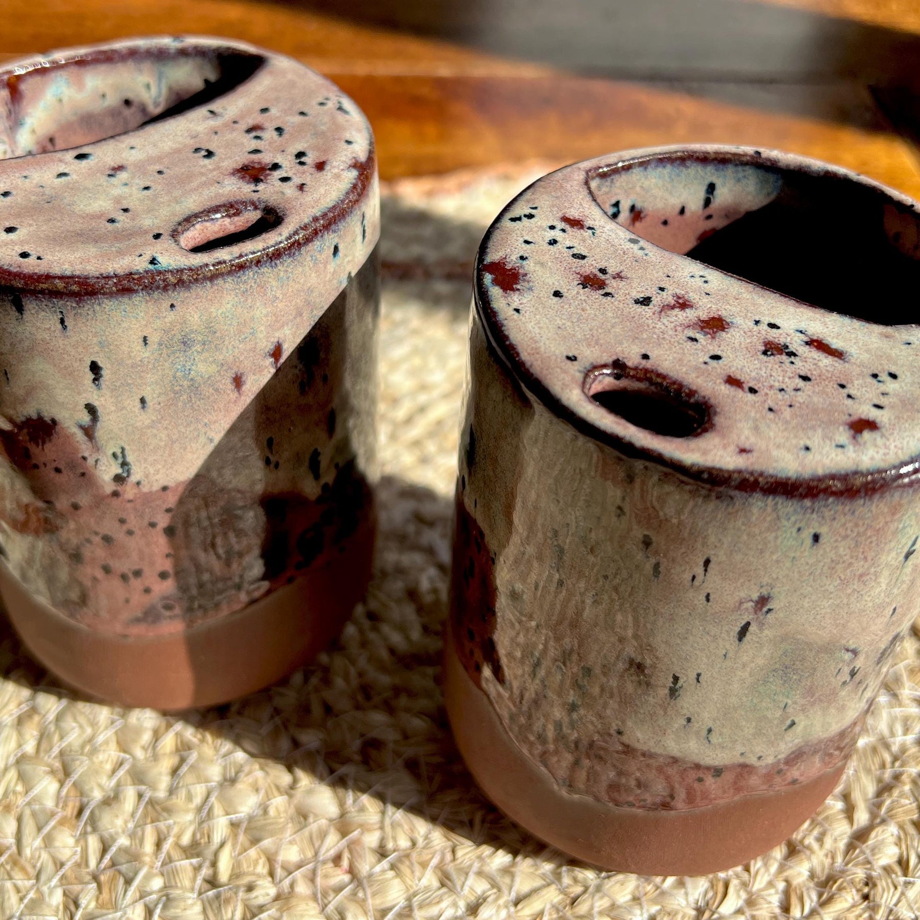 Handmade Stoneware Travel Mug – Dusty Plum Collection, Rustic Pottery Coffee Tumbler