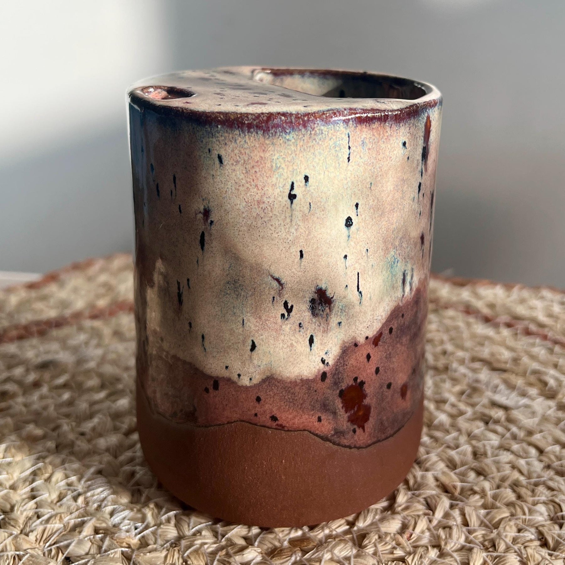 Handmade Stoneware Travel Mug – Dusty Plum Collection, Rustic Pottery Coffee Tumbler