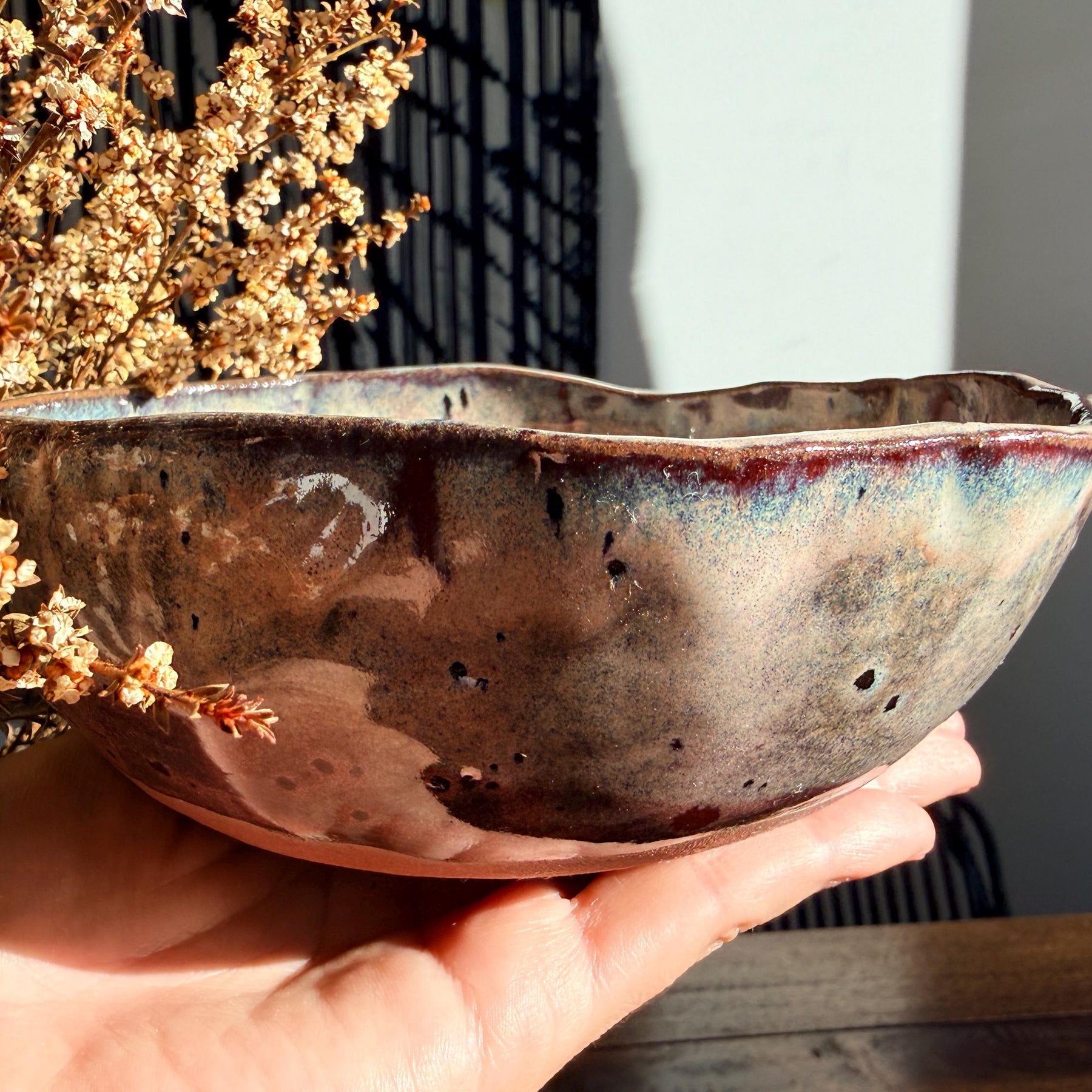 Handmade Ceramic Stoneware Bowl - Dusty Plum Collection, Rustic Bowl