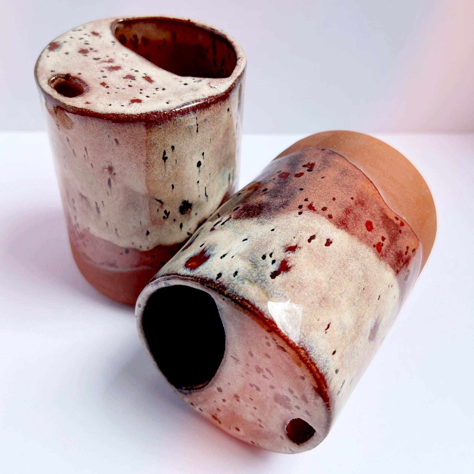 Handmade Stoneware Travel Mug – Dusty Plum Collection, Rustic Pottery Coffee Tumbler