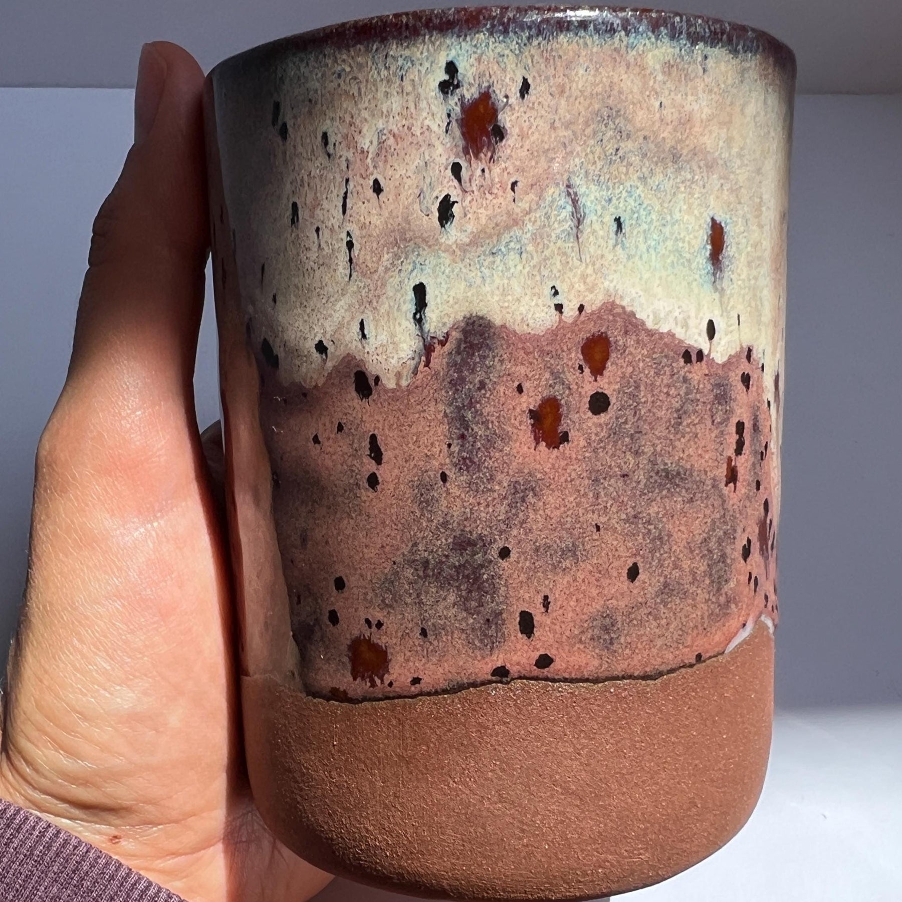 Handmade Stoneware Travel Mug – Dusty Plum Collection, Rustic Pottery Coffee Tumbler