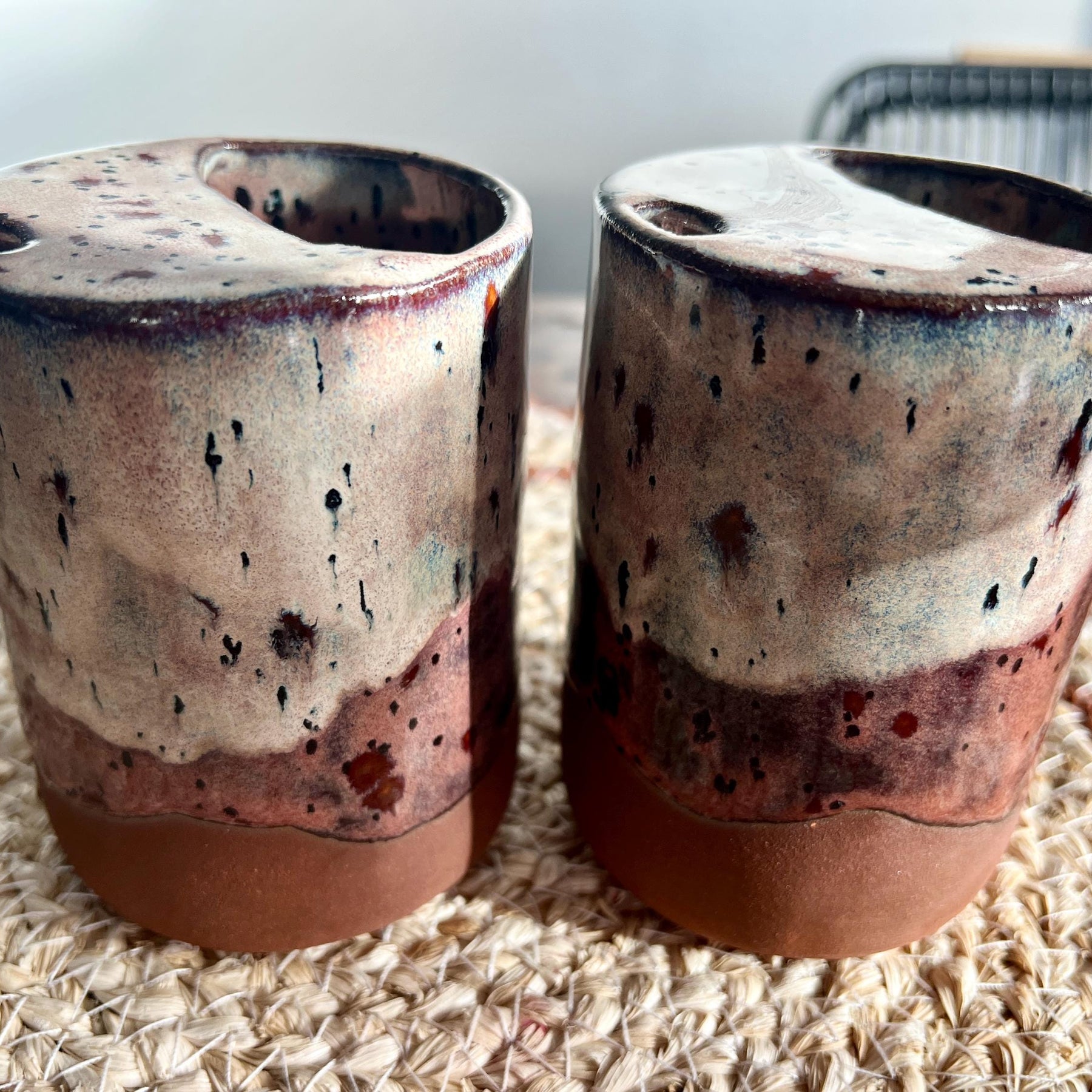Handmade Stoneware Travel Mug – Dusty Plum Collection, Rustic Pottery Coffee Tumbler