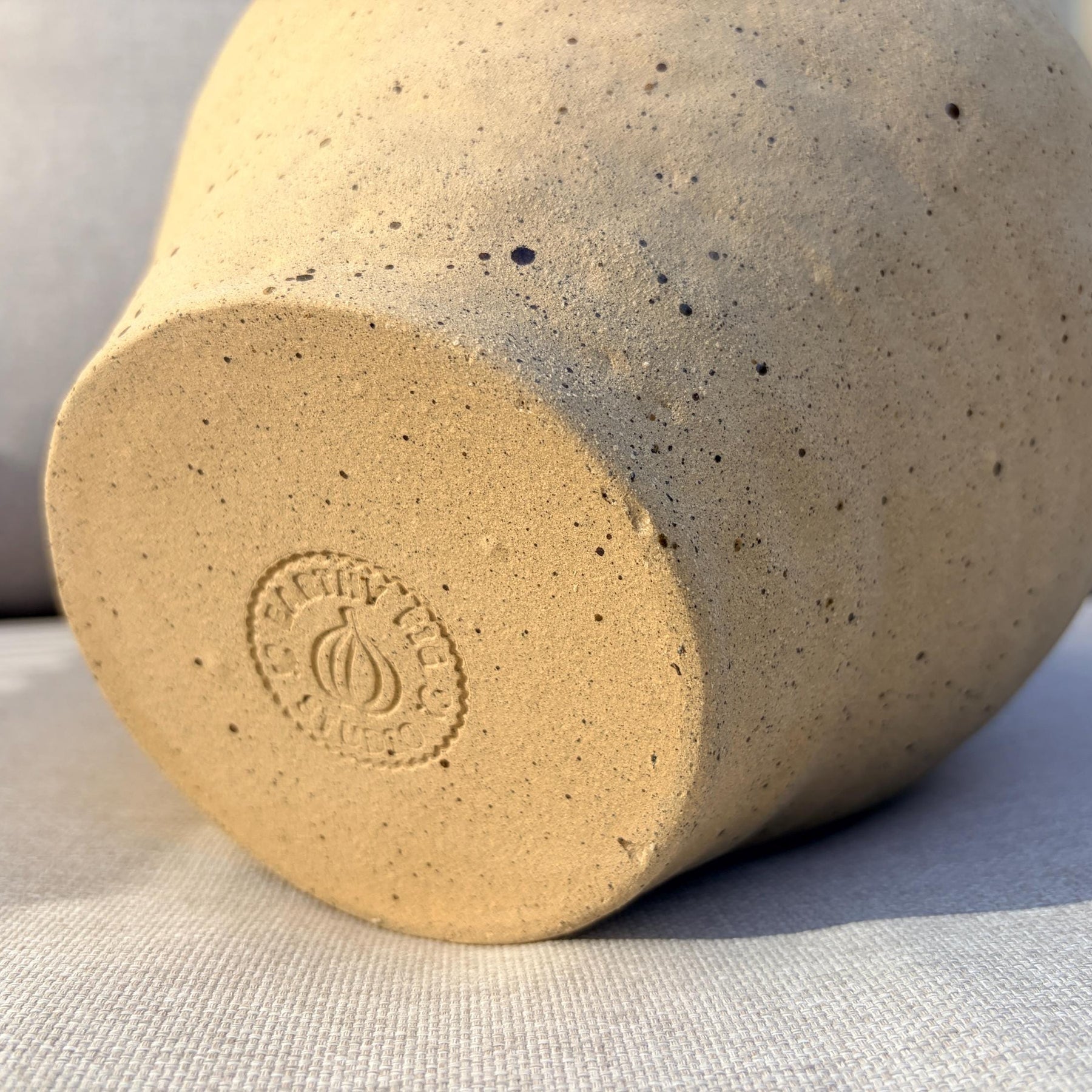 Handmade Ceramic Vase with Handles and Terracotta Rings – Textured Rustic Style