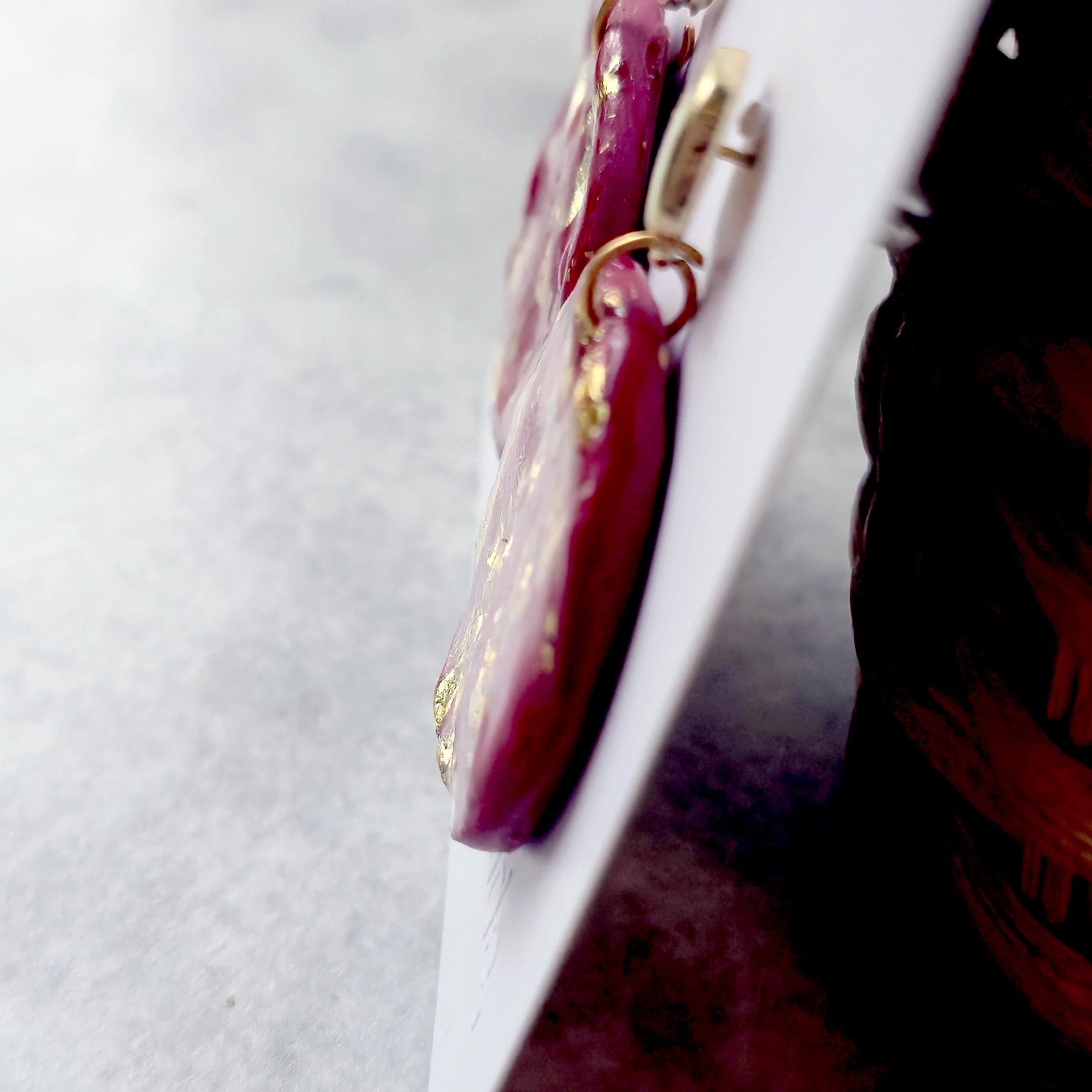 9K Gold Plated Round Crimson Drop Earrings