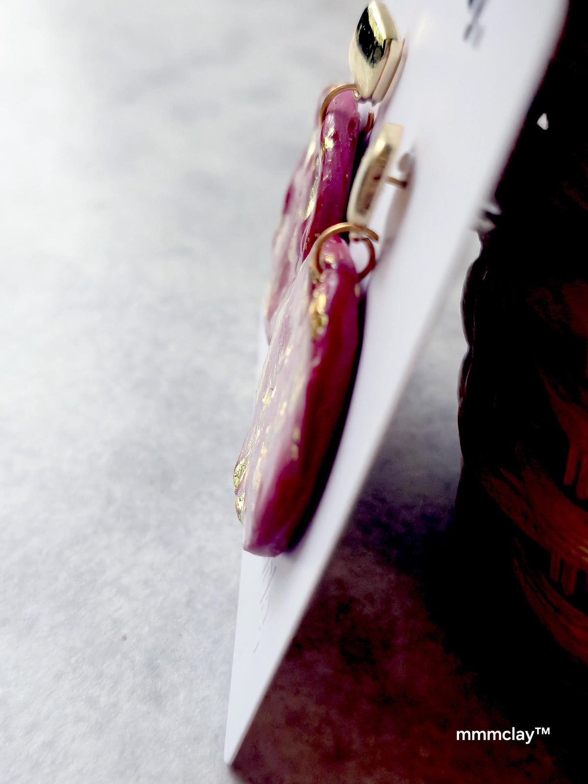 9K Gold Plated Round Crimson Drop Earrings