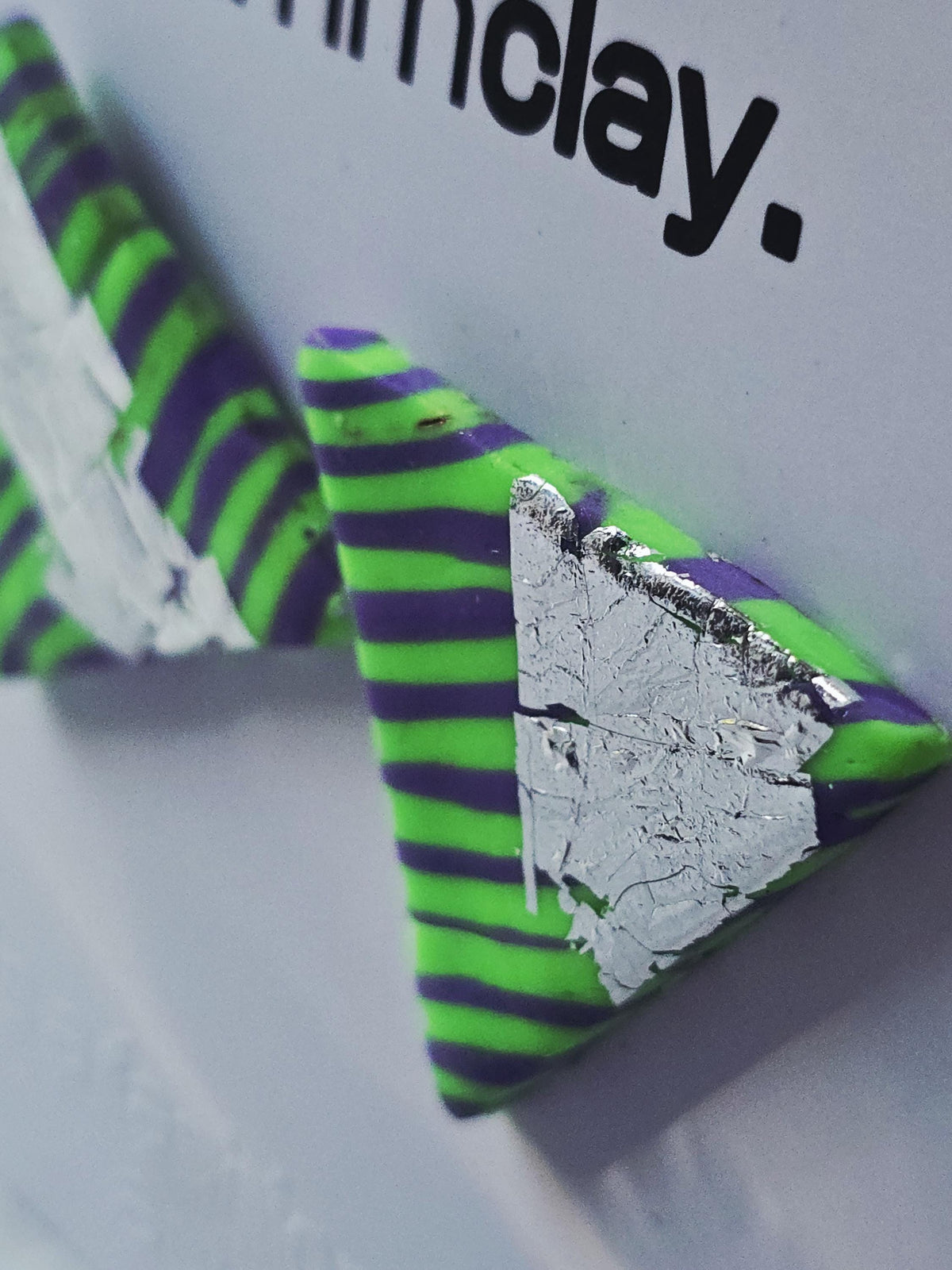 Neon Green Purple Triangle Studs