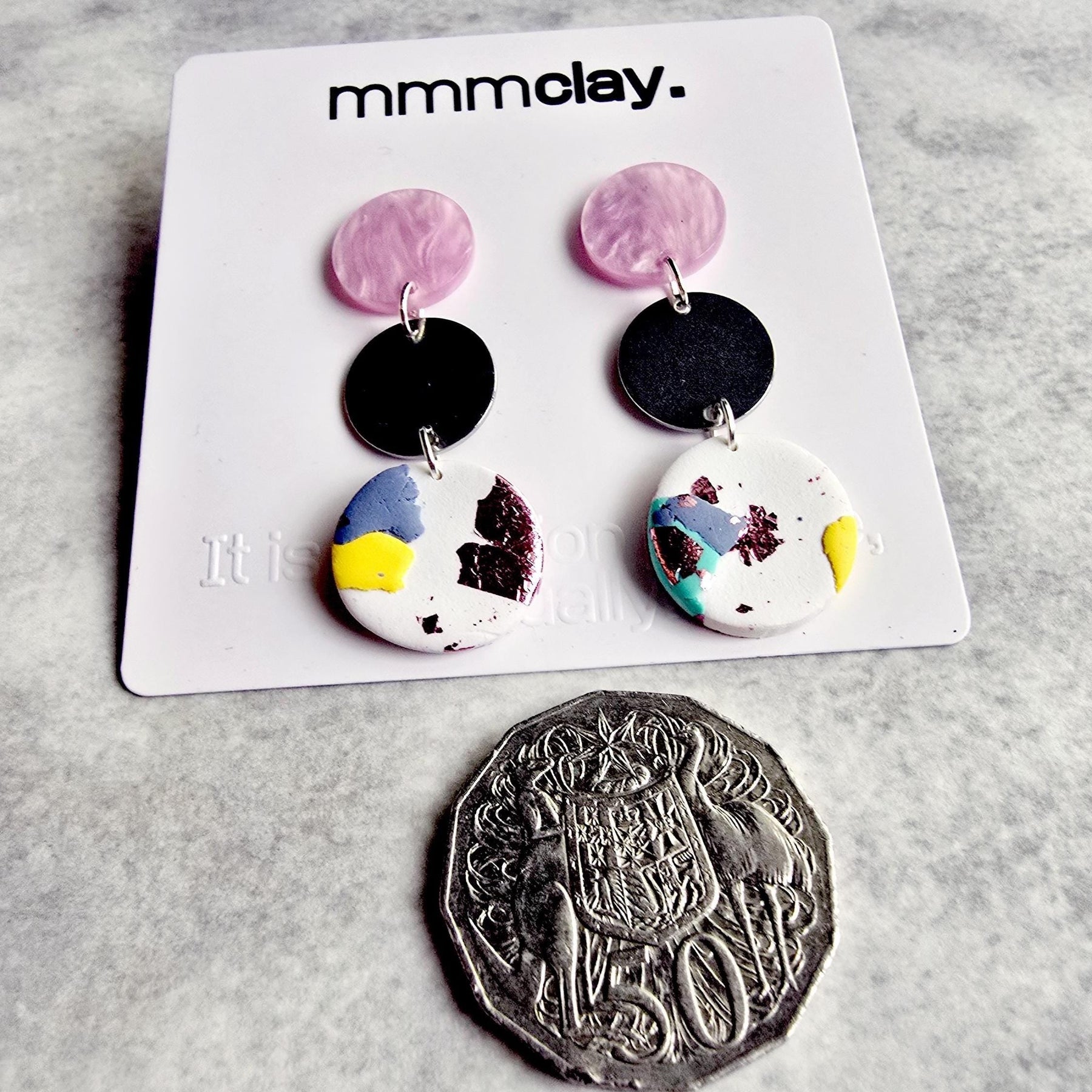Blush Pink Terrazzo Polymer Clay Drop Earrings