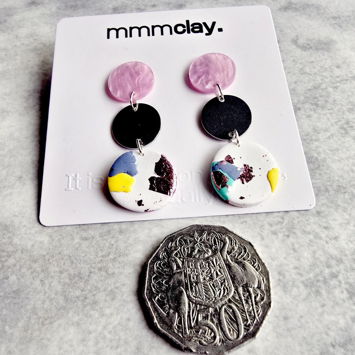 Blush Pink Terrazzo Polymer Clay Drop Earrings