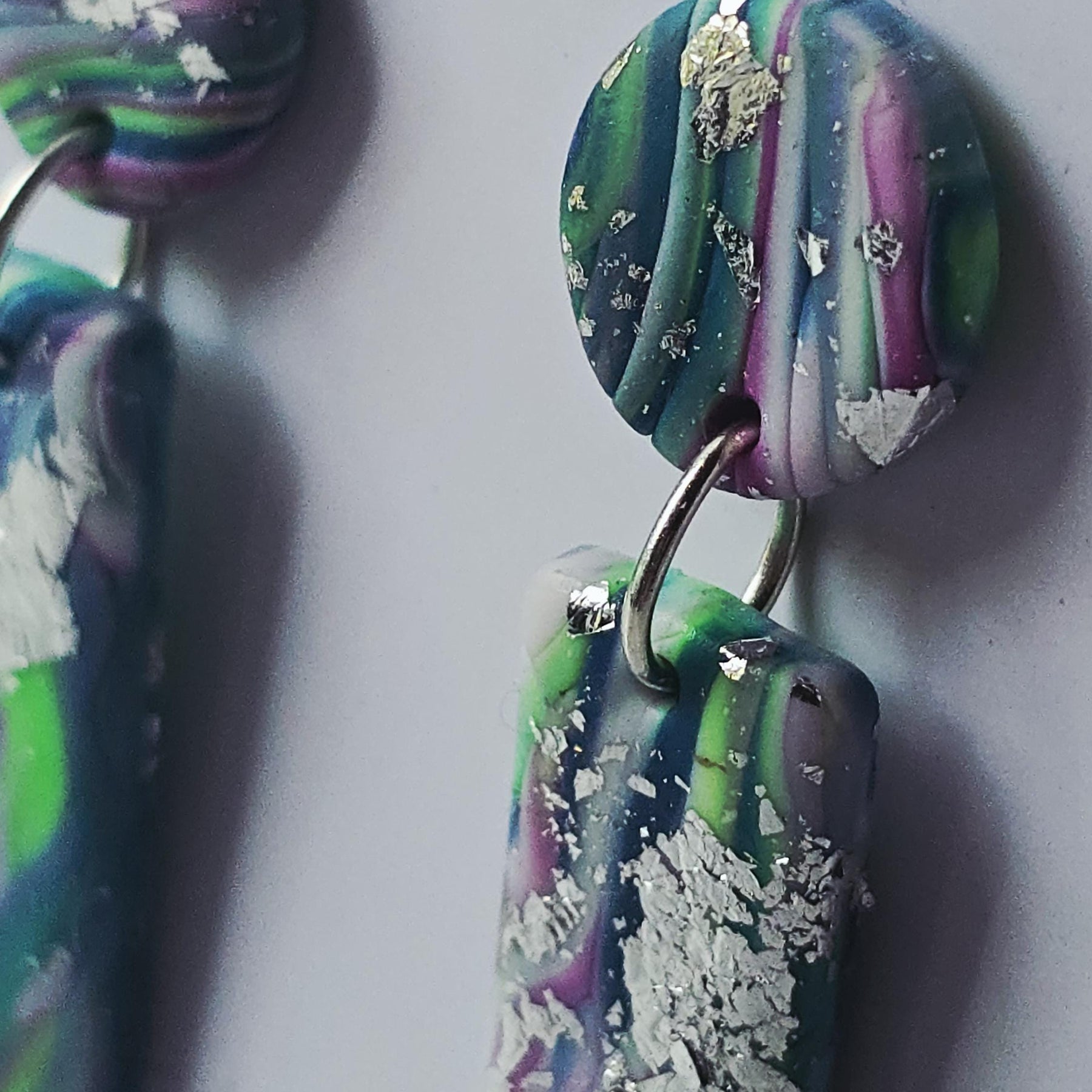 Electric Light Blue Marbled Rectanglular Polymer Clay Drops