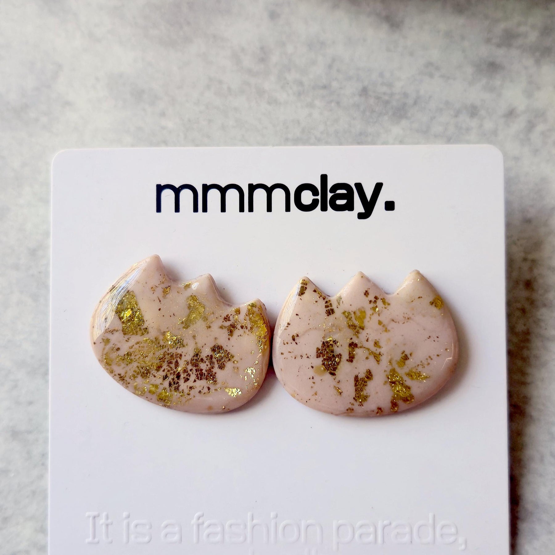 Pink & Gold Tulip Polymer Clay Stud Earrings