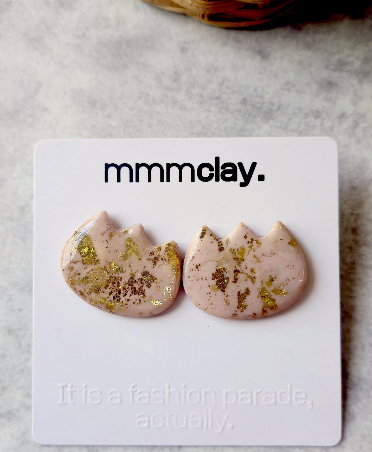Pink & Gold Tulip Polymer Clay Stud Earrings