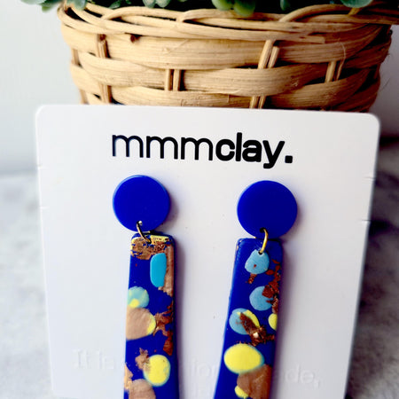 Cobalt Blue Terrazzo Polymer Clay Drops