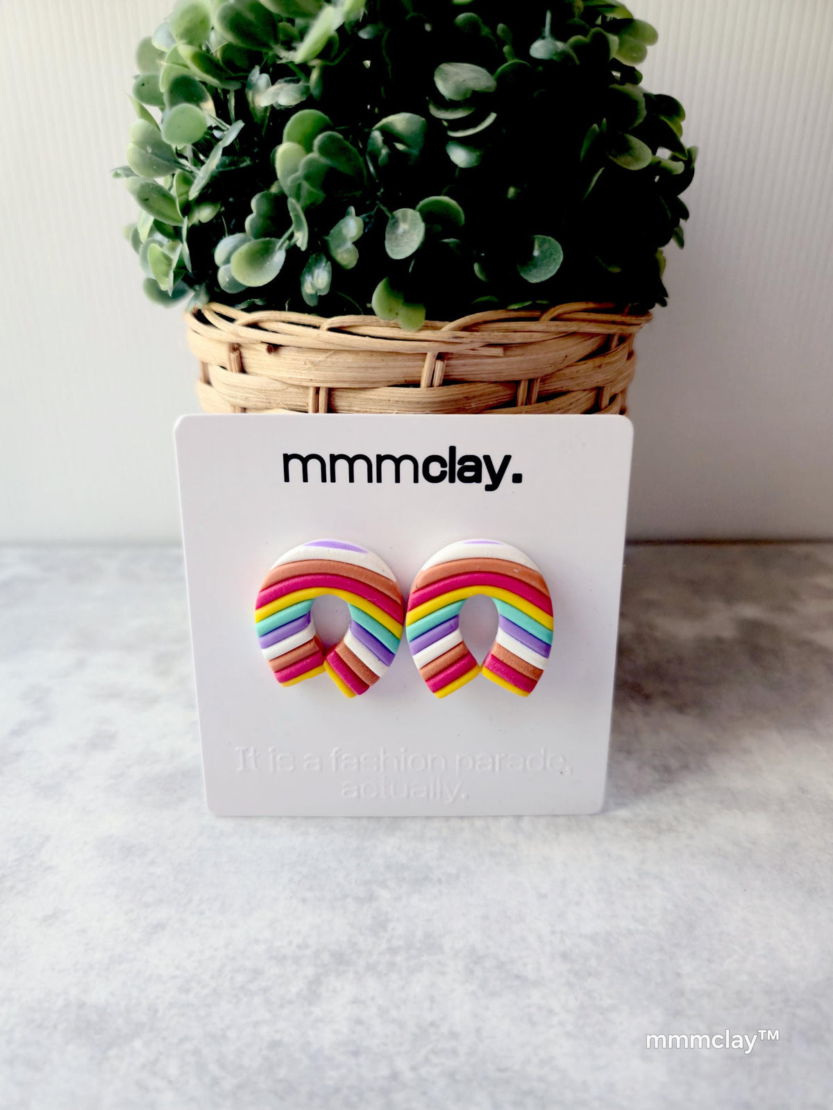 Rainbow Arch Polymer Clay Stud Earrings