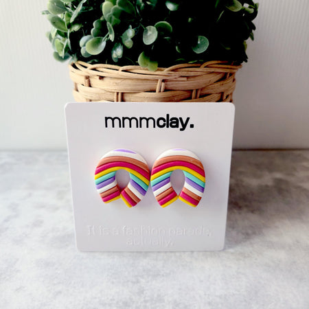 Rainbow Arch Polymer Clay Stud Earrings