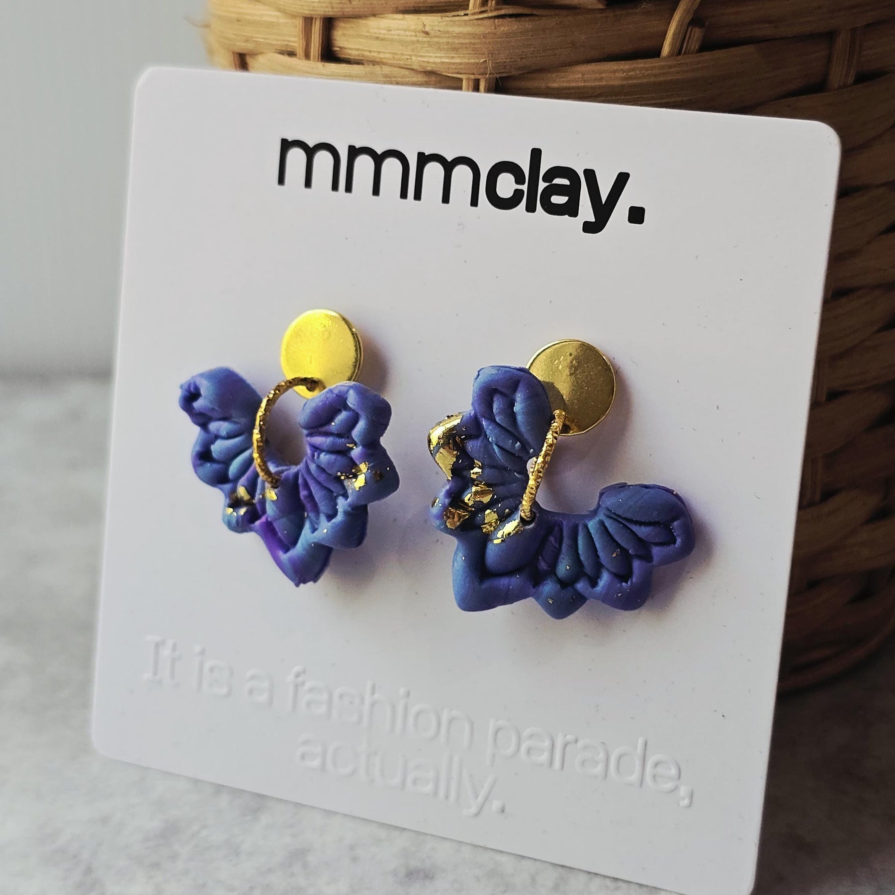 Blue & Violet Butterfly Wing Polymer Clay Earrings